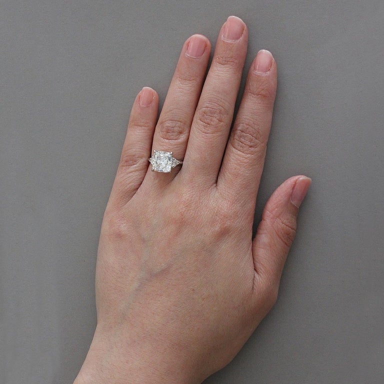 5.05 Carat Cushion Cut Diamond Gold Engagement Ring at 1stDibs | 5 carat  cushion cut diamond ring, 5 ct cushion cut diamond ring, 5 carat diamond  princess cut price
