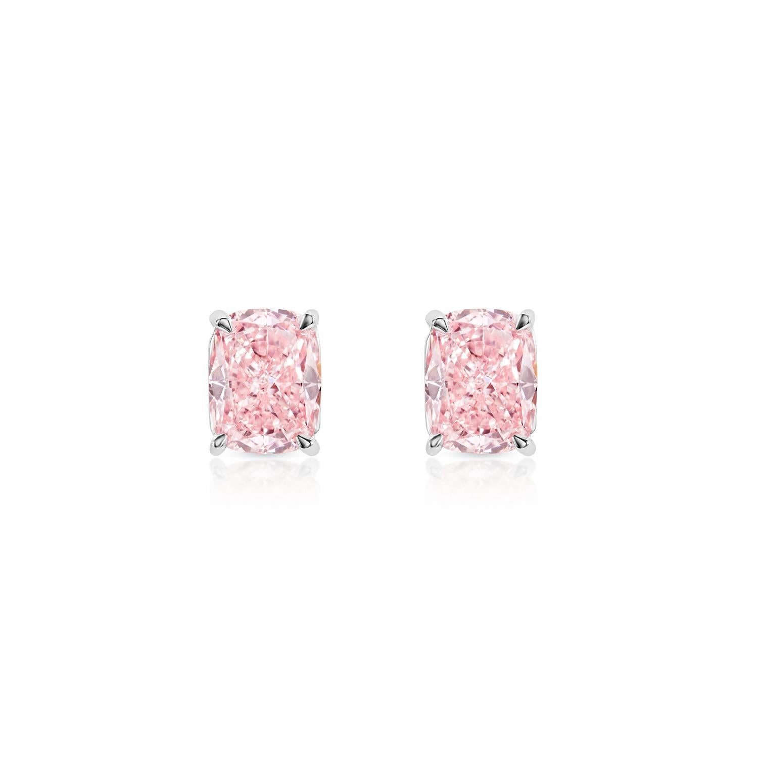 Haisley 5 Carat VVS1 Fancy Vivi Pink Diamond Stud Earrings in 14k White Gold


GIA Certified

Pink Diamond Stud Earrings

Left Stone:

Carat Weight: 2.36 Carats
Color: Fancy Vivid Pink*
Clarity: VVS1
Style: Cushion Cut

Right Stone:

Carat Weight: