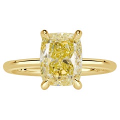 5 Carat Cushion Diamond Ring Fancy Yellow 14K Gold Rare Fancy-Color Splendour