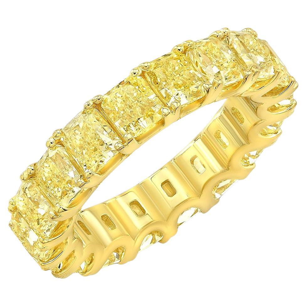 5 Carat Cushion Fancy Yellow Eternity Band Ring For Sale