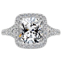 5 Carat Cushion Statement Brilliant White / D color VVS 14K White Gold