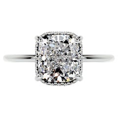 5 Carat Cushion Statement Brilliant White / G color VVS 14K White Gold