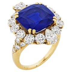 5 Carat Cushion Statement Royal Blue Sapphire 14K White Gold Radiant Elegance