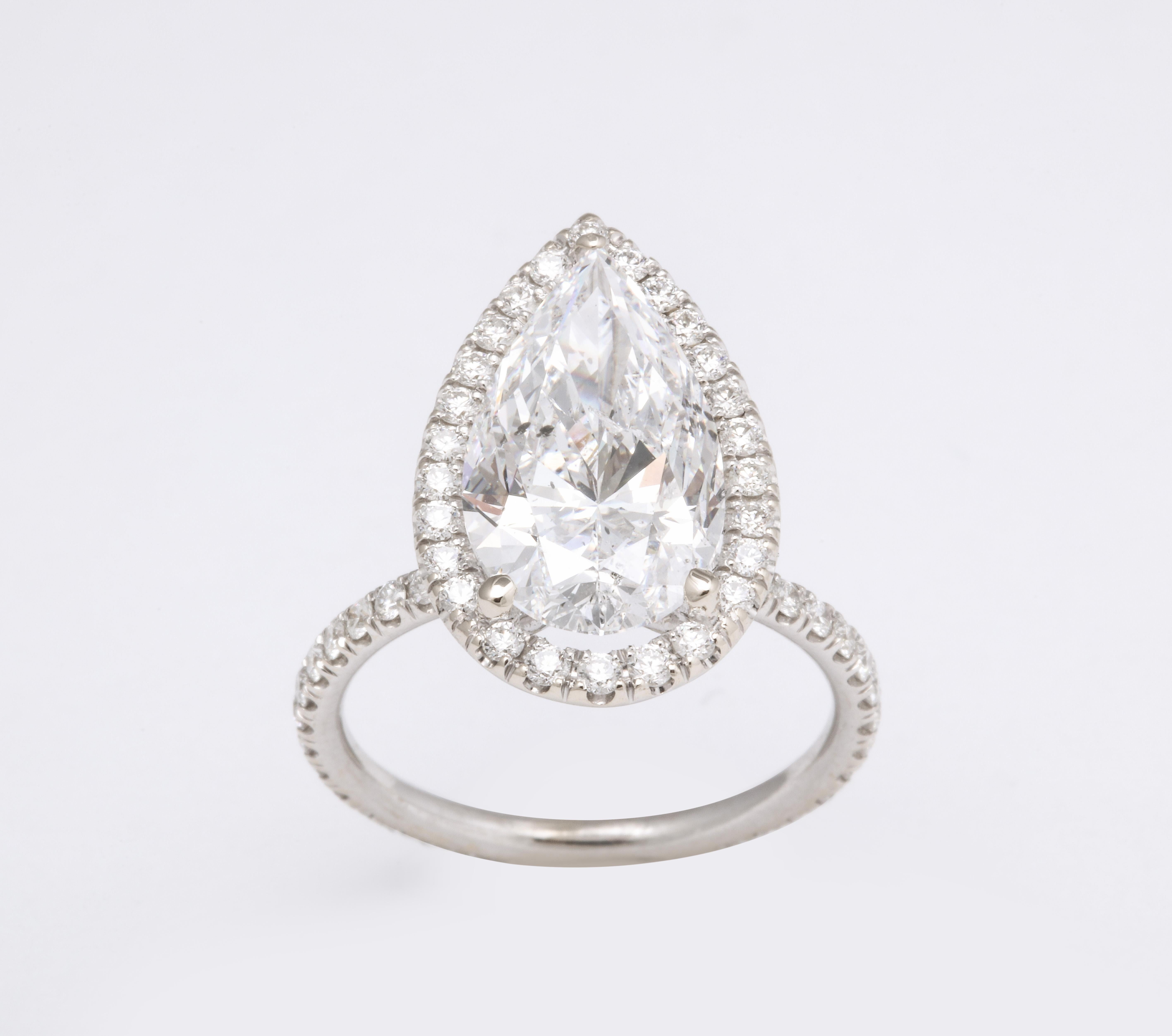 5 Carat D Color Pear Shape Engagement Ring GIA Certified 2
