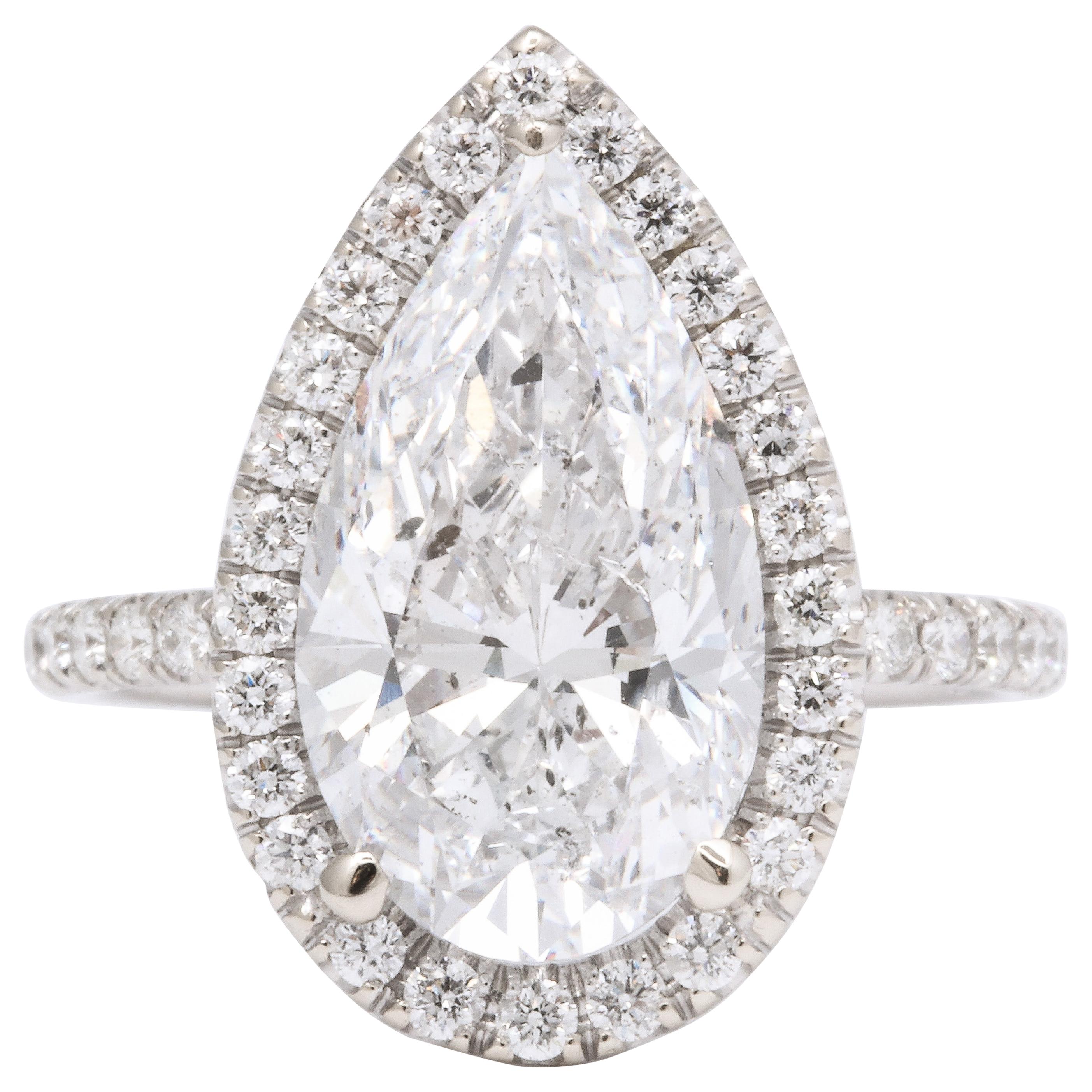5 Carat D Color Pear Shape Engagement Ring GIA Certified