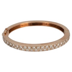 5 Carat Diamond 14k Yellow Gold Hinged Bangle Bracelet