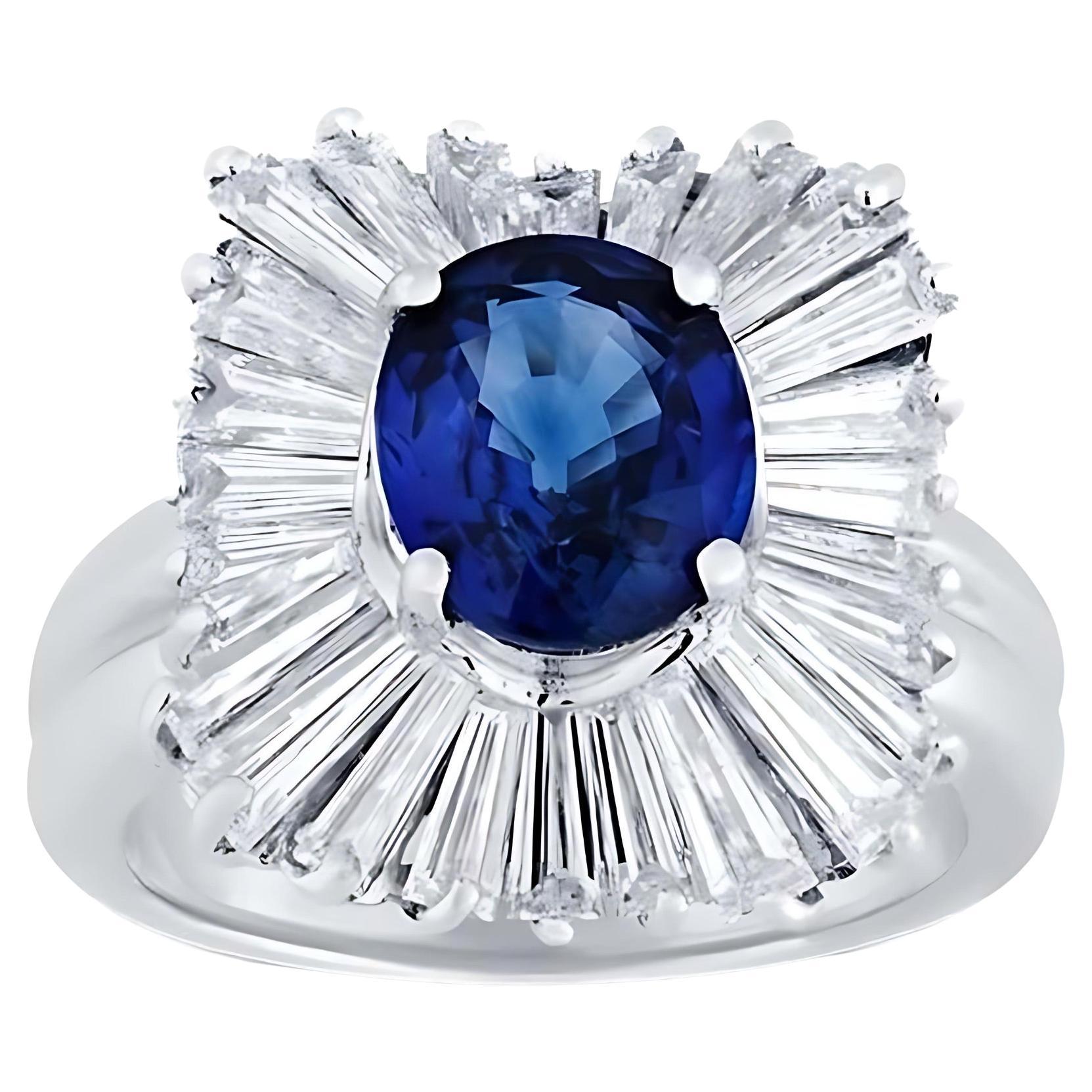 5 Carat Diamond and Tanzanite Ring in 14k Gold For Sale