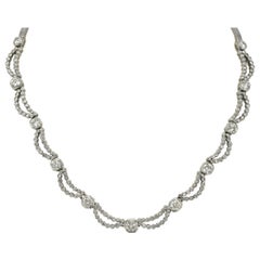 5 Carat Diamond Art Deco Waterfall Necklace Scalloped Bib Snake Chain Platinum