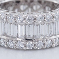 5 Carat Diamond Baguette and Brilliant Cut 18k White Gold Eternity Band Ring