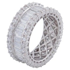 5 Carat Diamond Baguette and Brilliant Cut 18k White Gold Eternity Band Ring