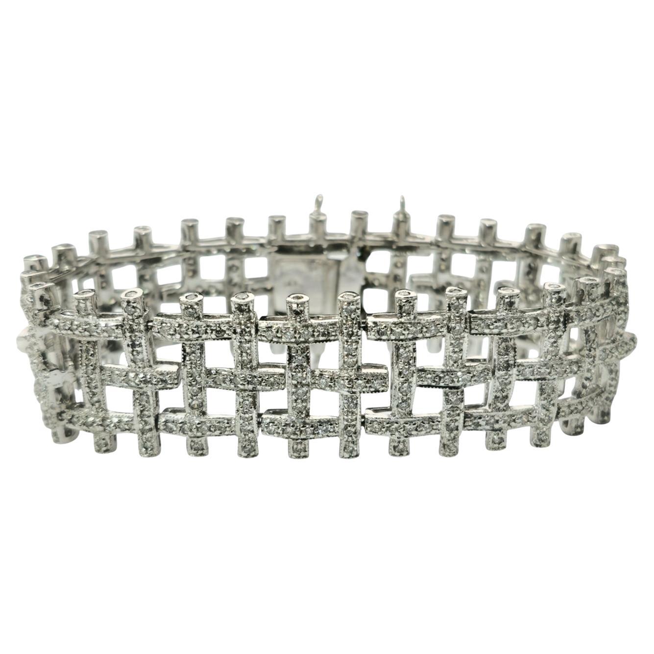 5 Carat Diamond Bracelet Set in 14k White Gold (GIA) For Sale