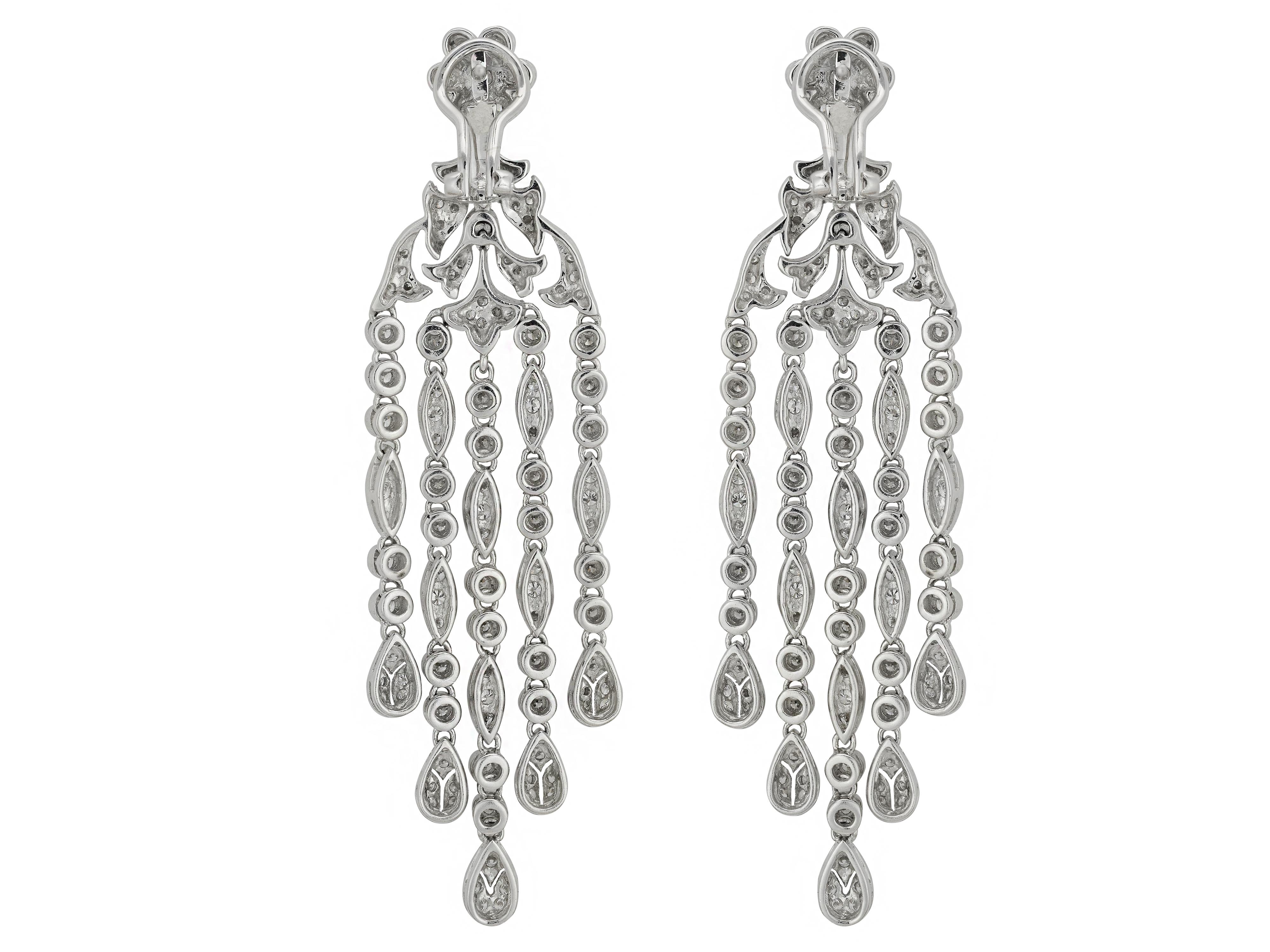 Contemporary 5 Carat Diamond Chandelier Earrings