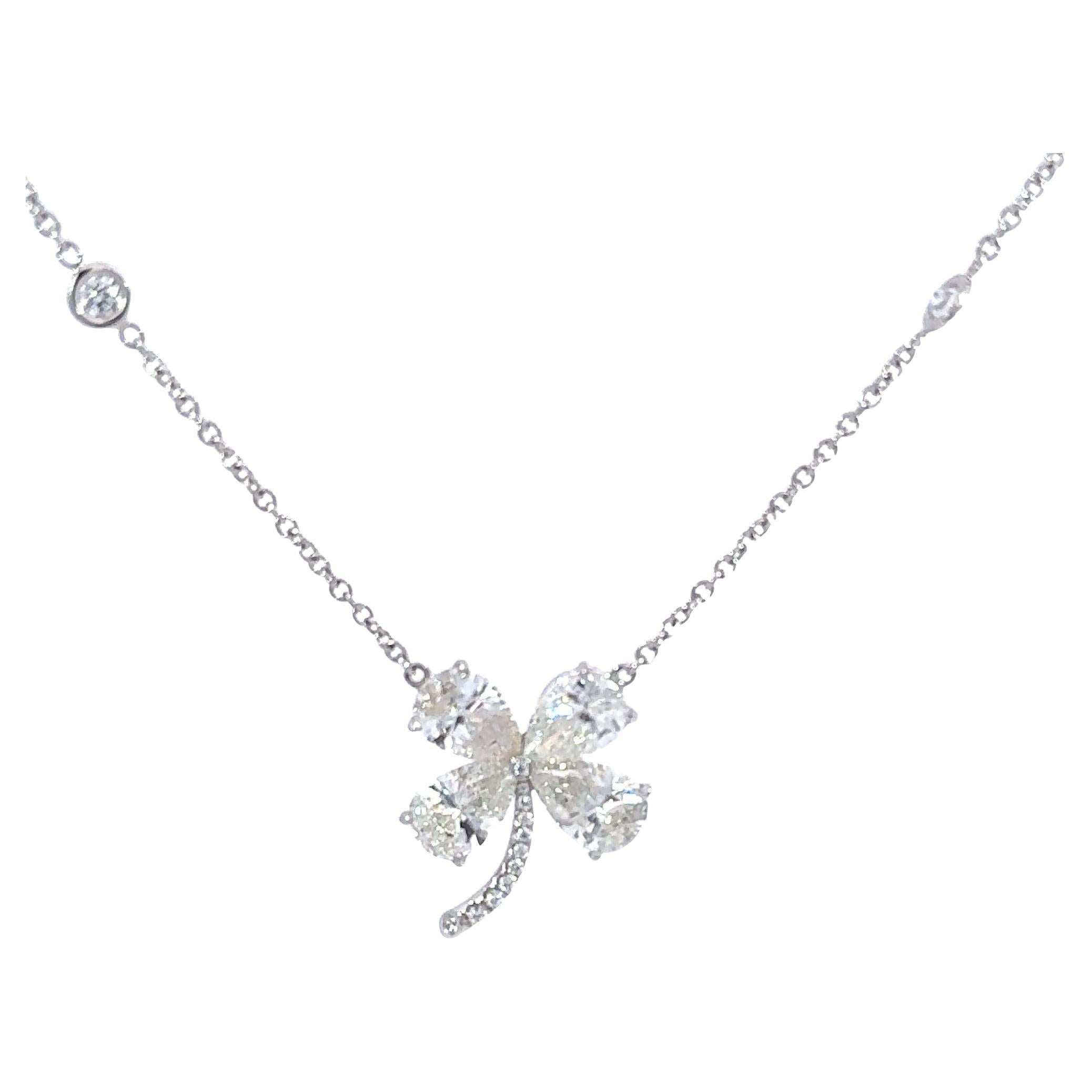 5 Carat Diamond Clover Pendant For Sale