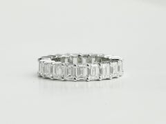 5.06tcw Natural Emerald-Cut Diamond Full Eternity Wedding Band in 18K White Gold