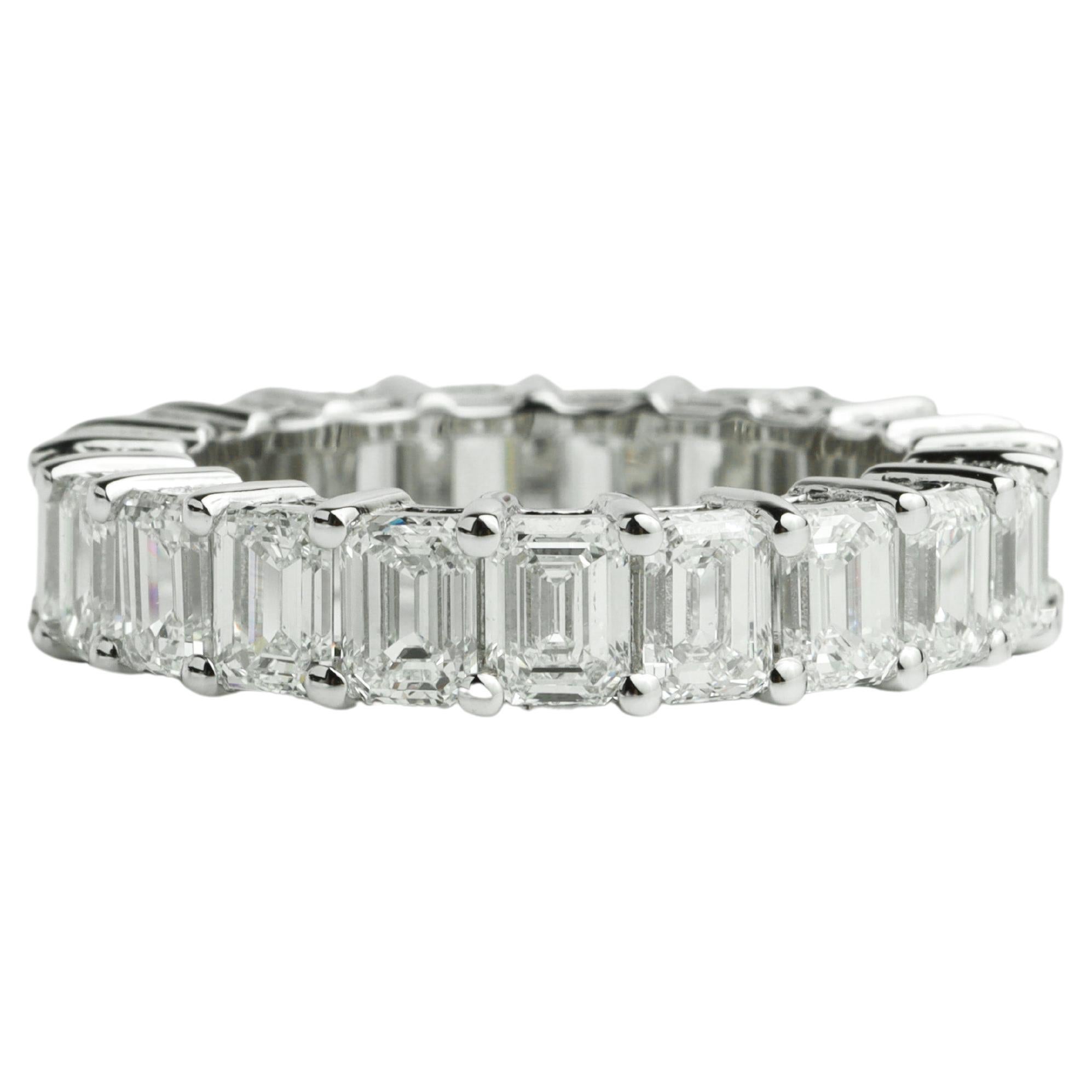 5ct Emerald-Cut Diamond Eternity Wedding Band in 18K White Gold – VS/F Clarity