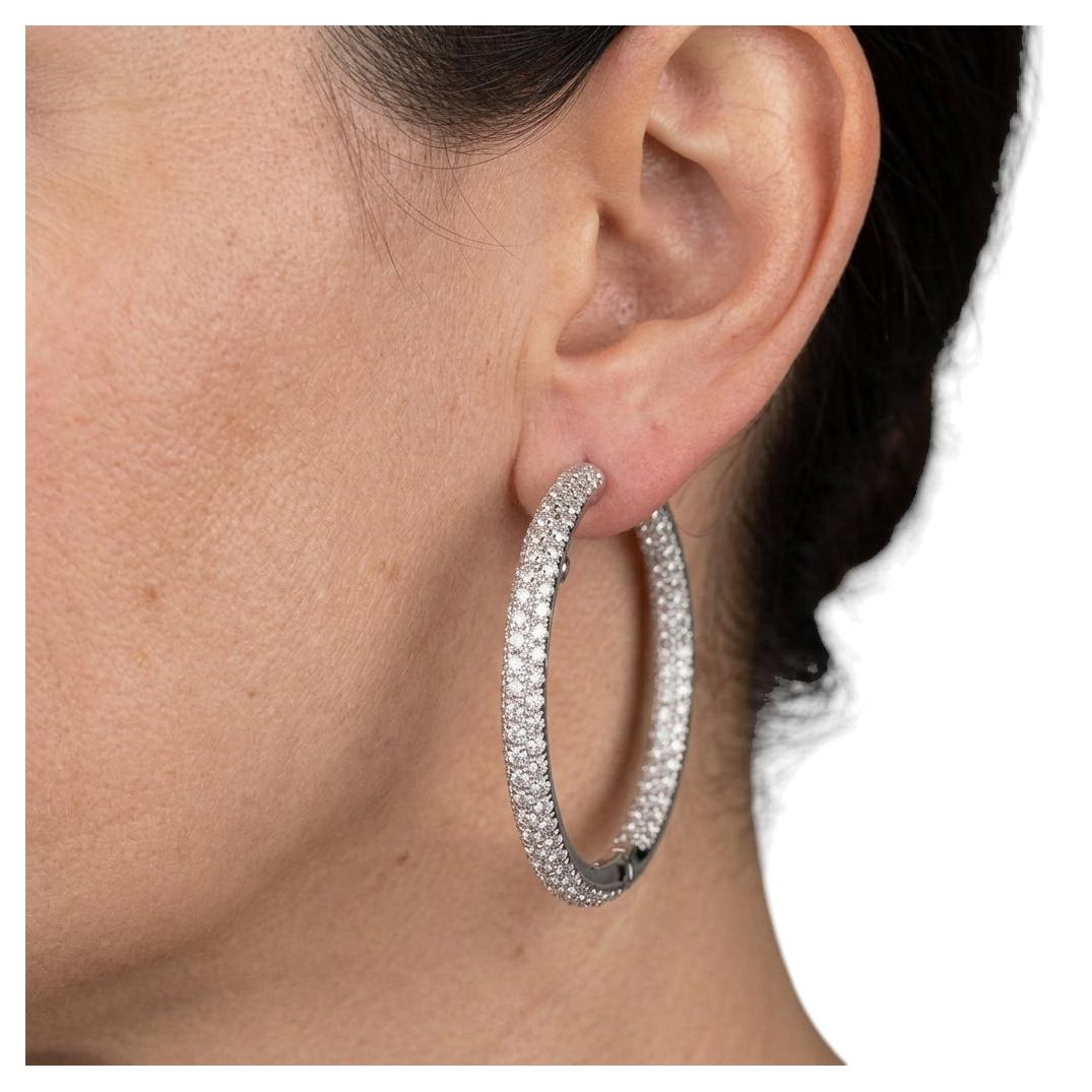 5 Carat Diamond Inside-Out Hoop Earrings in 18k White Gold