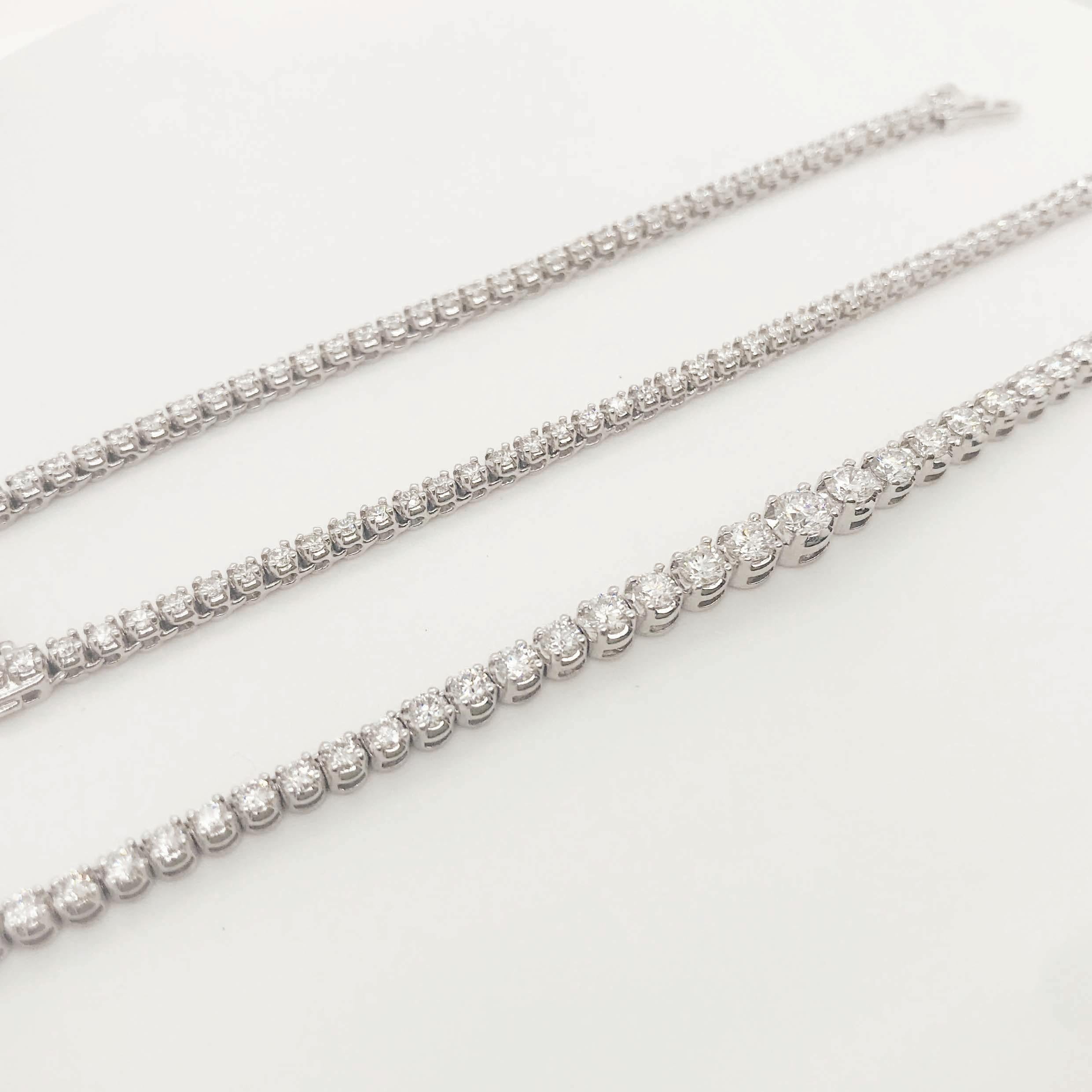 5 Karat Diamant Halskette 14 Karat Gold Rund Riveria Diamant Choker Halskette (Rundschliff) im Angebot