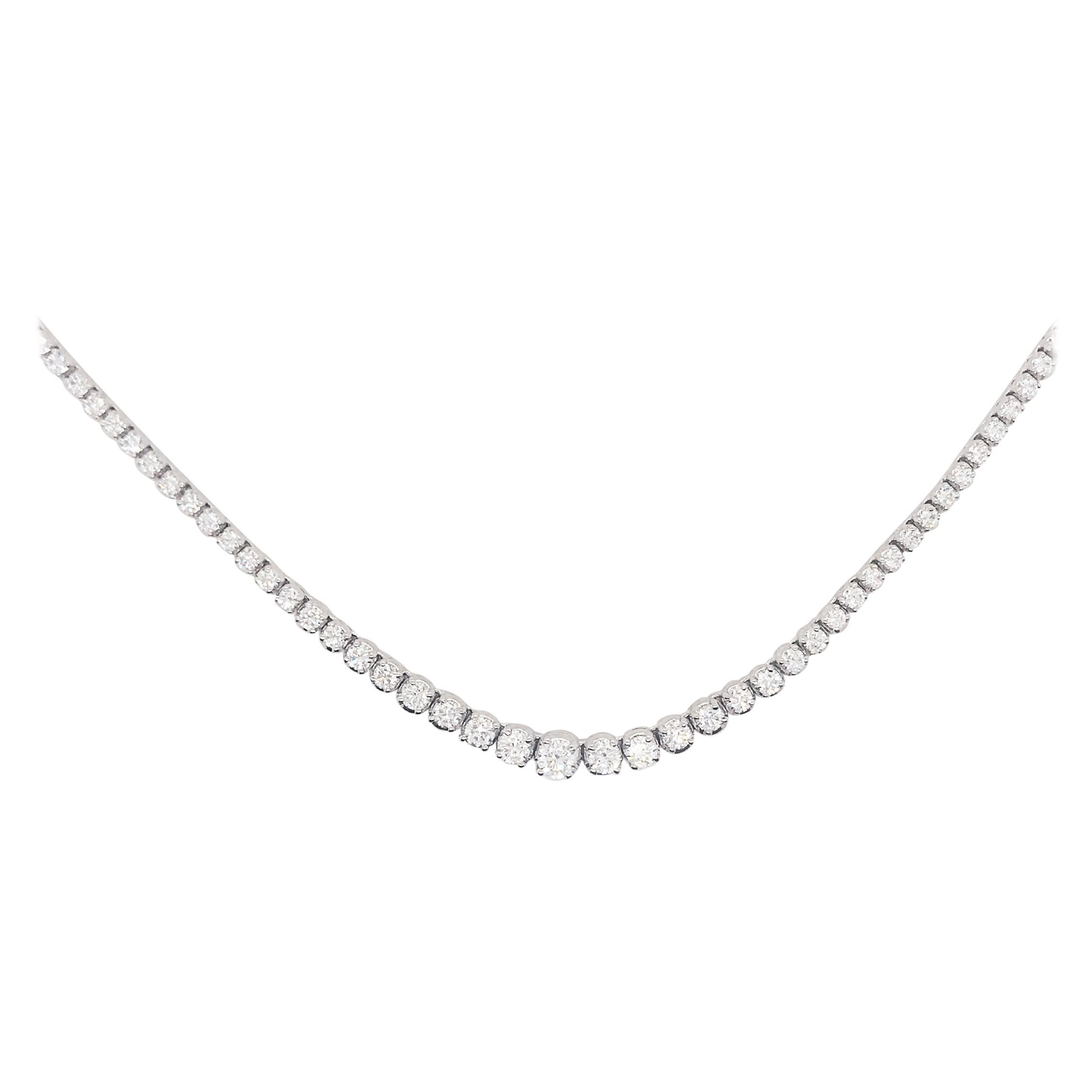 5 Carat Diamond Necklace 14 Karat Gold Round Riveria Diamond Choker Necklace