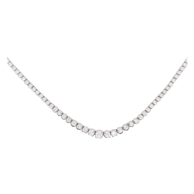 5 Carat Diamond Necklace 14 Karat Gold Round Riveria Diamond Choker  Necklace For Sale at 1stDibs | riveria necklace, 5 ct diamond necklace,  white gold necklace