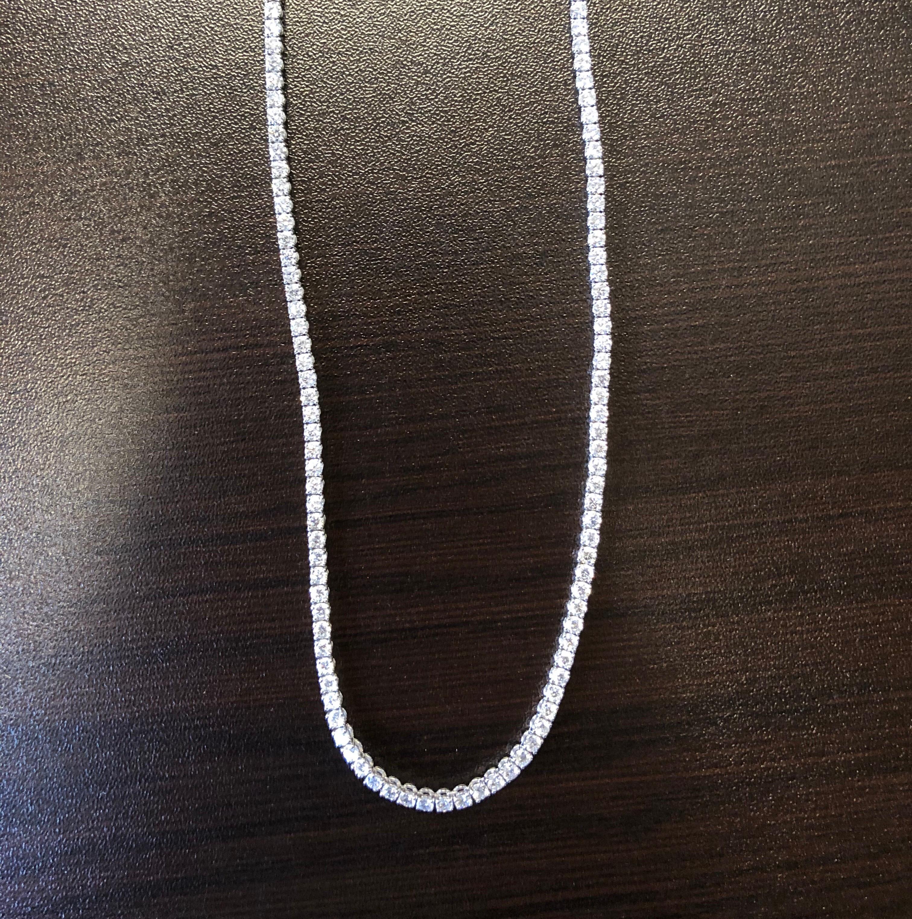 Modern 5 Carat Diamond Necklace Halfway For Sale