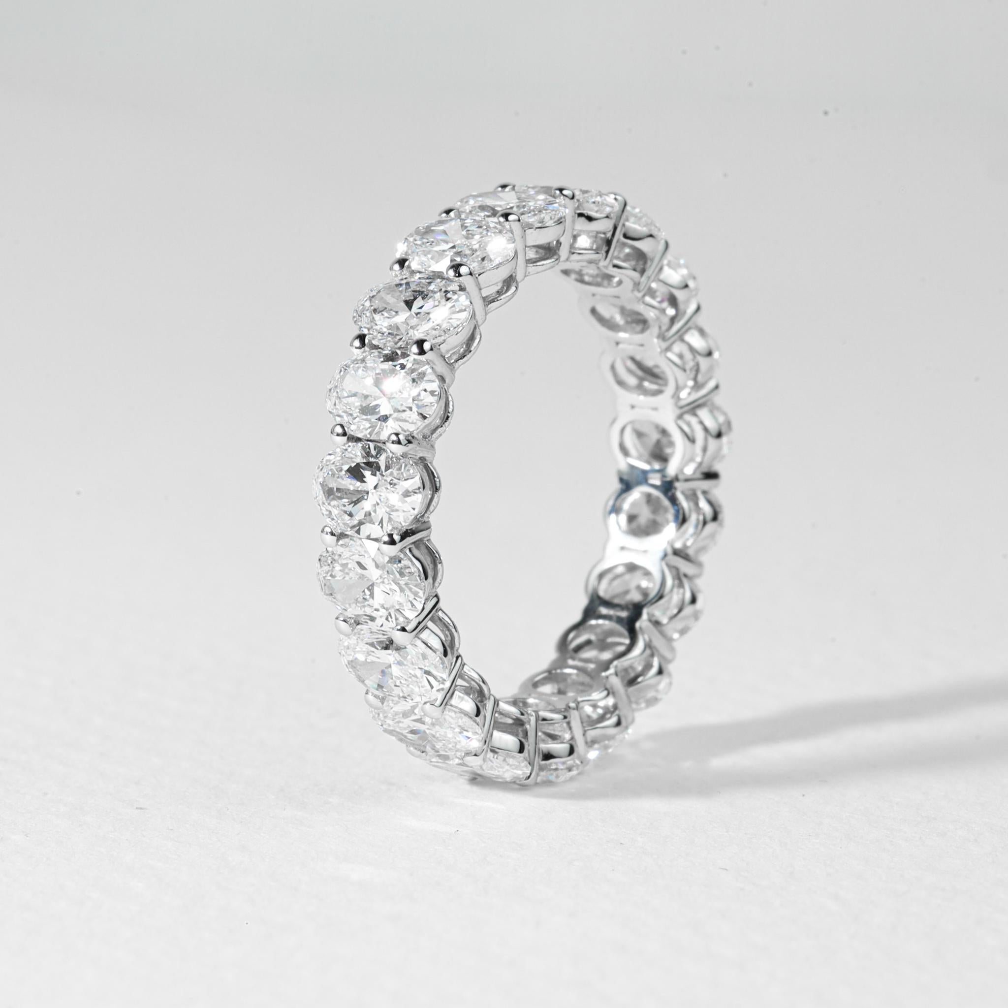 Oval Cut 5ct Oval-Cut Diamond Full Eternity Wedding Band in 18K White Gold — Elegance For Sale