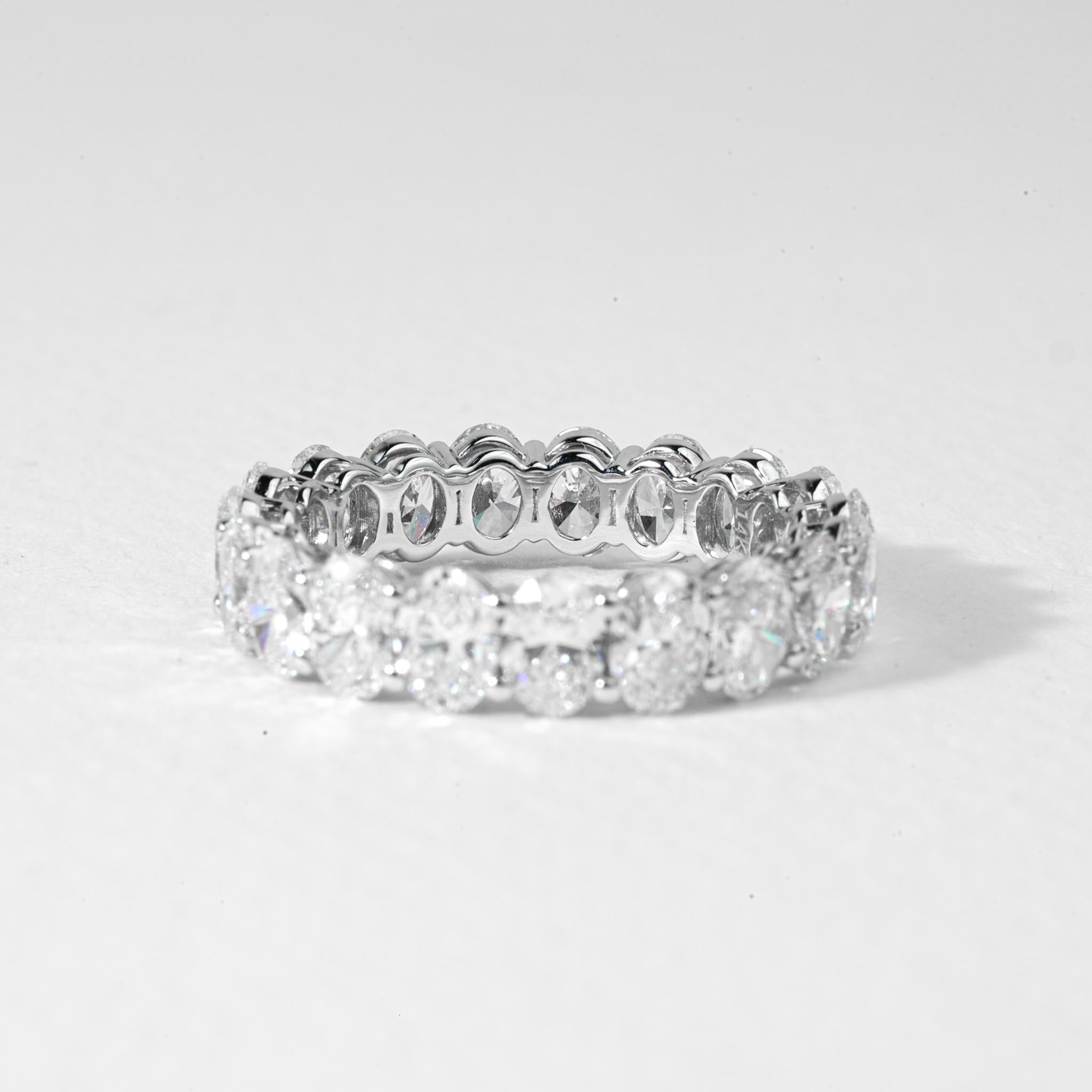 5ct Oval-Cut Diamond Full Eternity Wedding Band in 18K White Gold — Elegance In New Condition For Sale In Jaipur, RJ