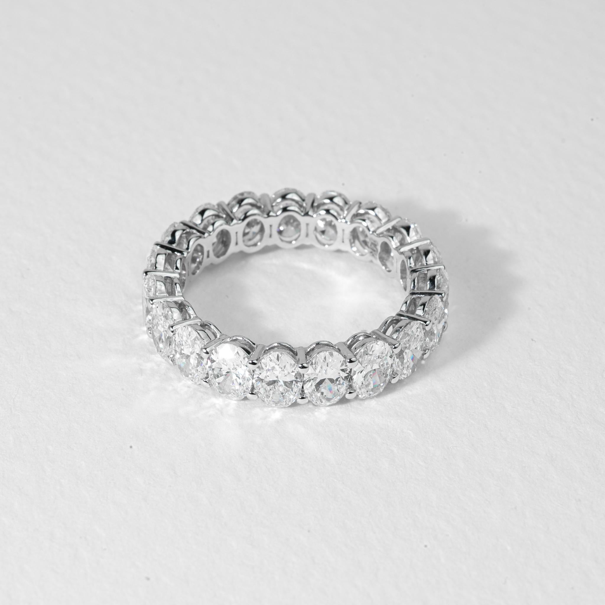 5ct Oval-Cut Diamond Full Eternity Wedding Band in 18K White Gold — Elegance For Sale 1