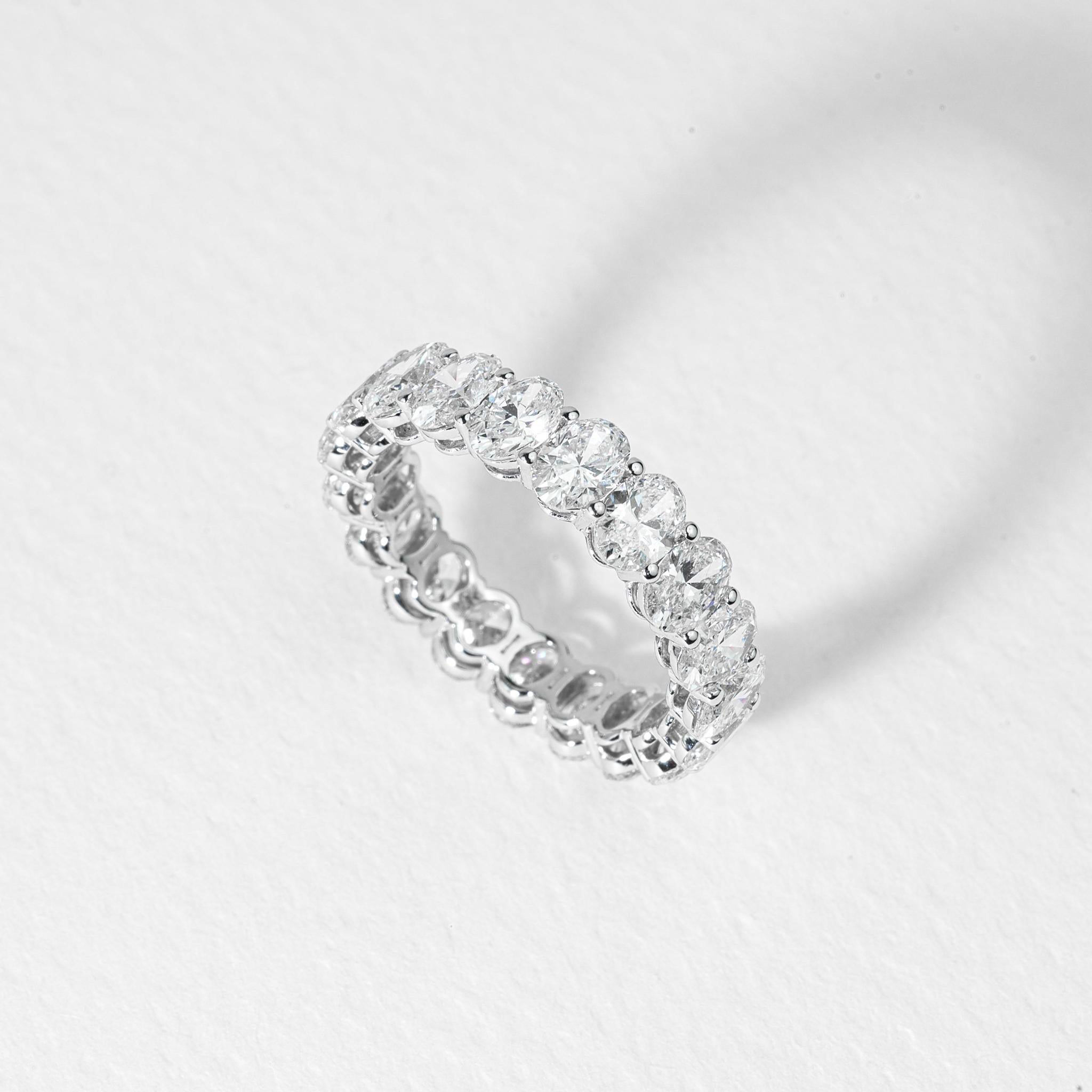 5ct Oval-Cut Diamond Full Eternity Wedding Band in 18K White Gold — Elegance For Sale 2