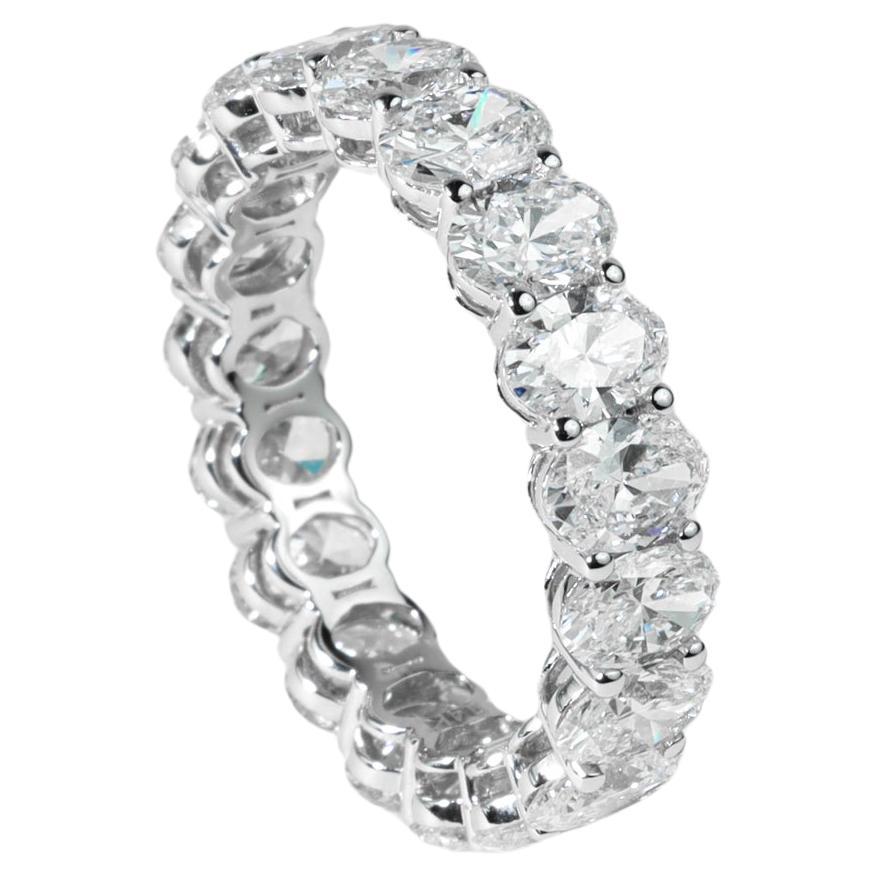 Alianza de diamantes talla oval de 5 quilates en oro blanco de 18k, anillo de diamantes F VS