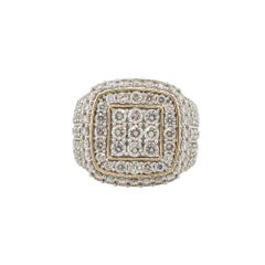 5 Carat Diamond Pave Vintage Styled Mens Ring 14 Karat in Stock
