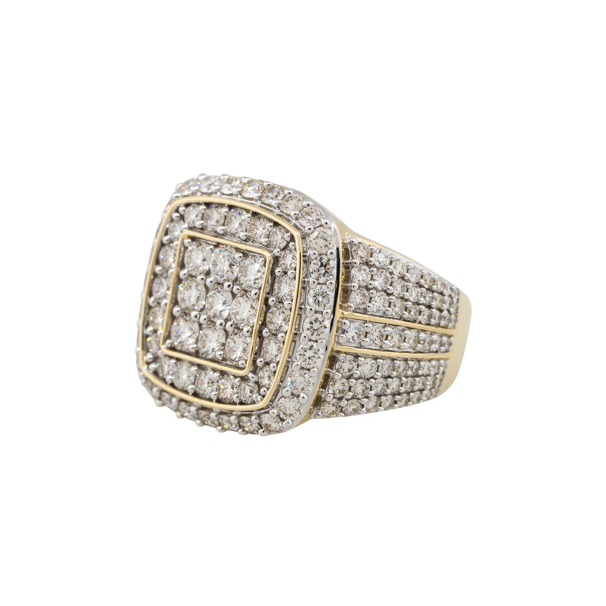 5 Karat Diamant Pave Vintage-Ring im Vintage-Stil für Herren 14 Karat, auf Lager (Rundschliff) im Angebot