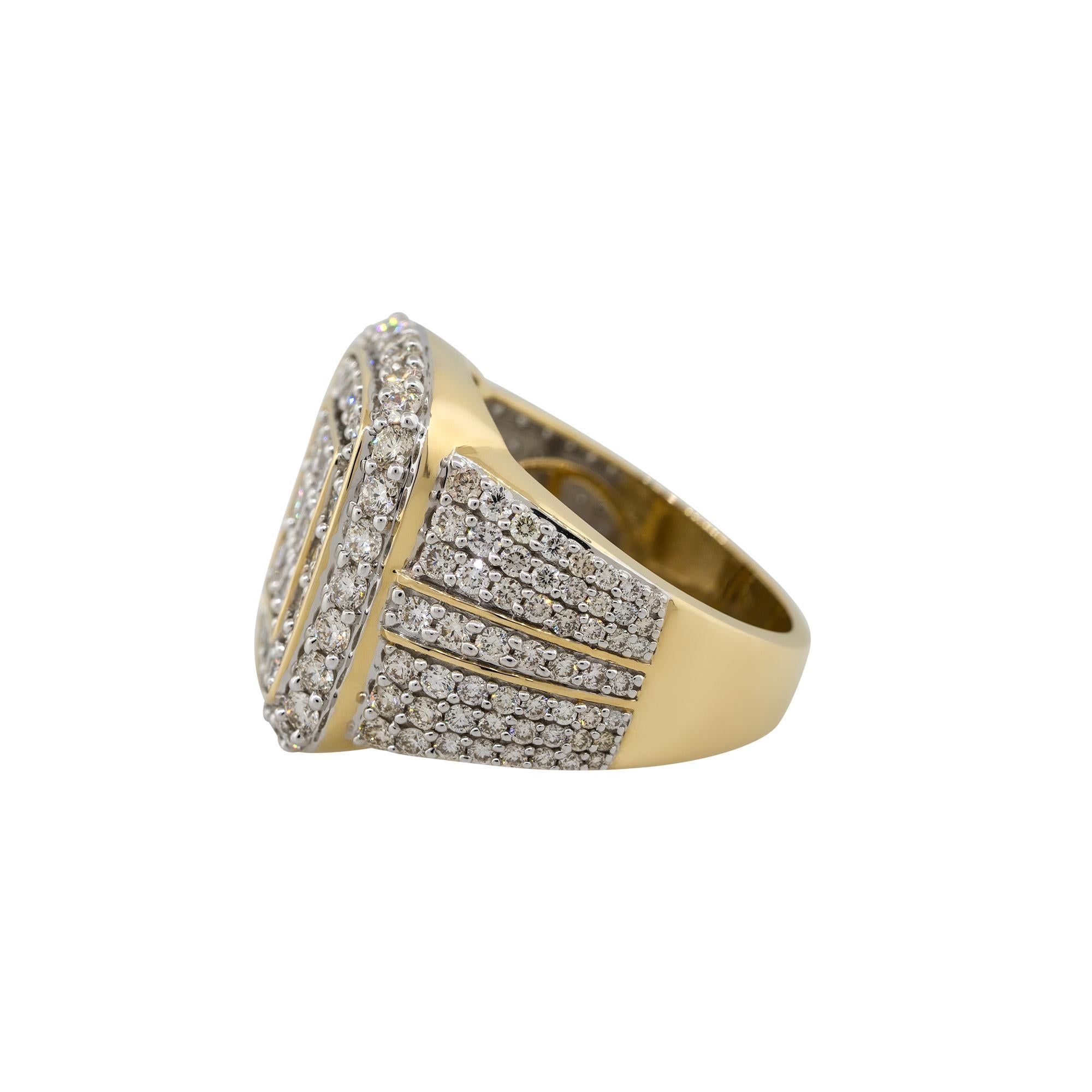 5 Karat Diamant Pave Vintage-Ring im Vintage-Stil für Herren 14 Karat, auf Lager im Zustand „Neu“ im Angebot in Boca Raton, FL