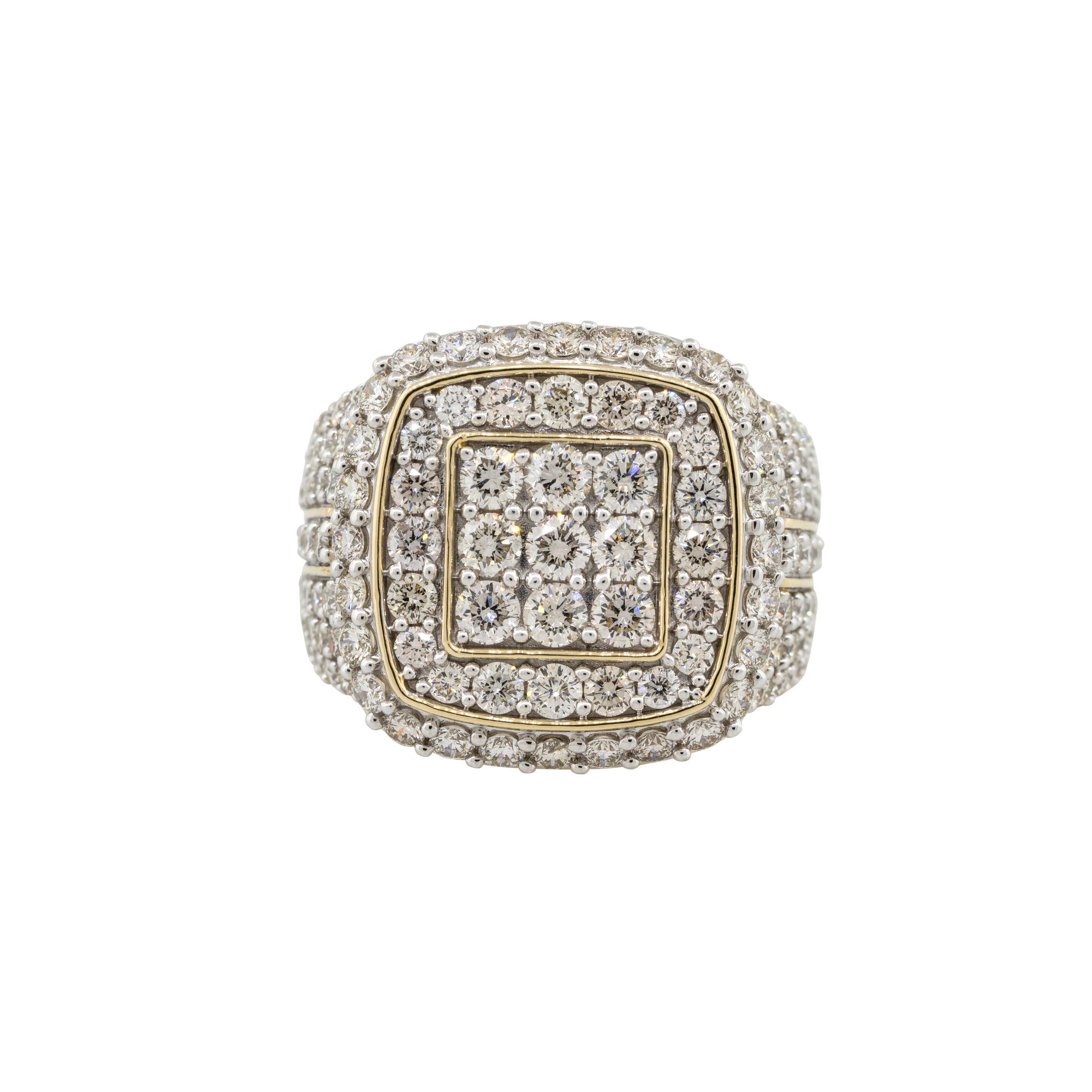 5 Carat Diamond Pave Vintage Styled Mens Ring 14 Karat in Stock in vendita 1