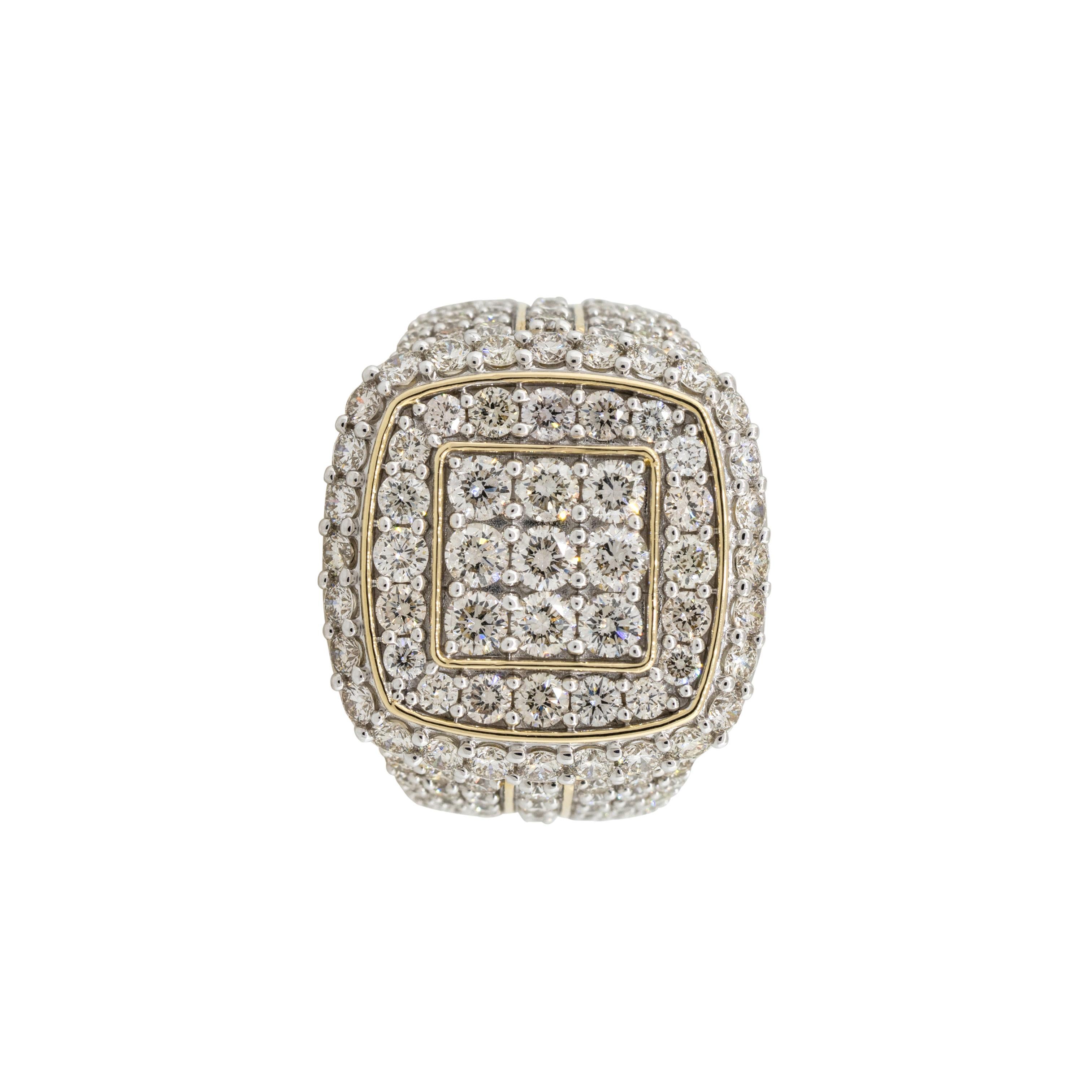 5 Carat Diamond Pave Vintage Styled Mens Ring 14 Karat in Stock in vendita 2