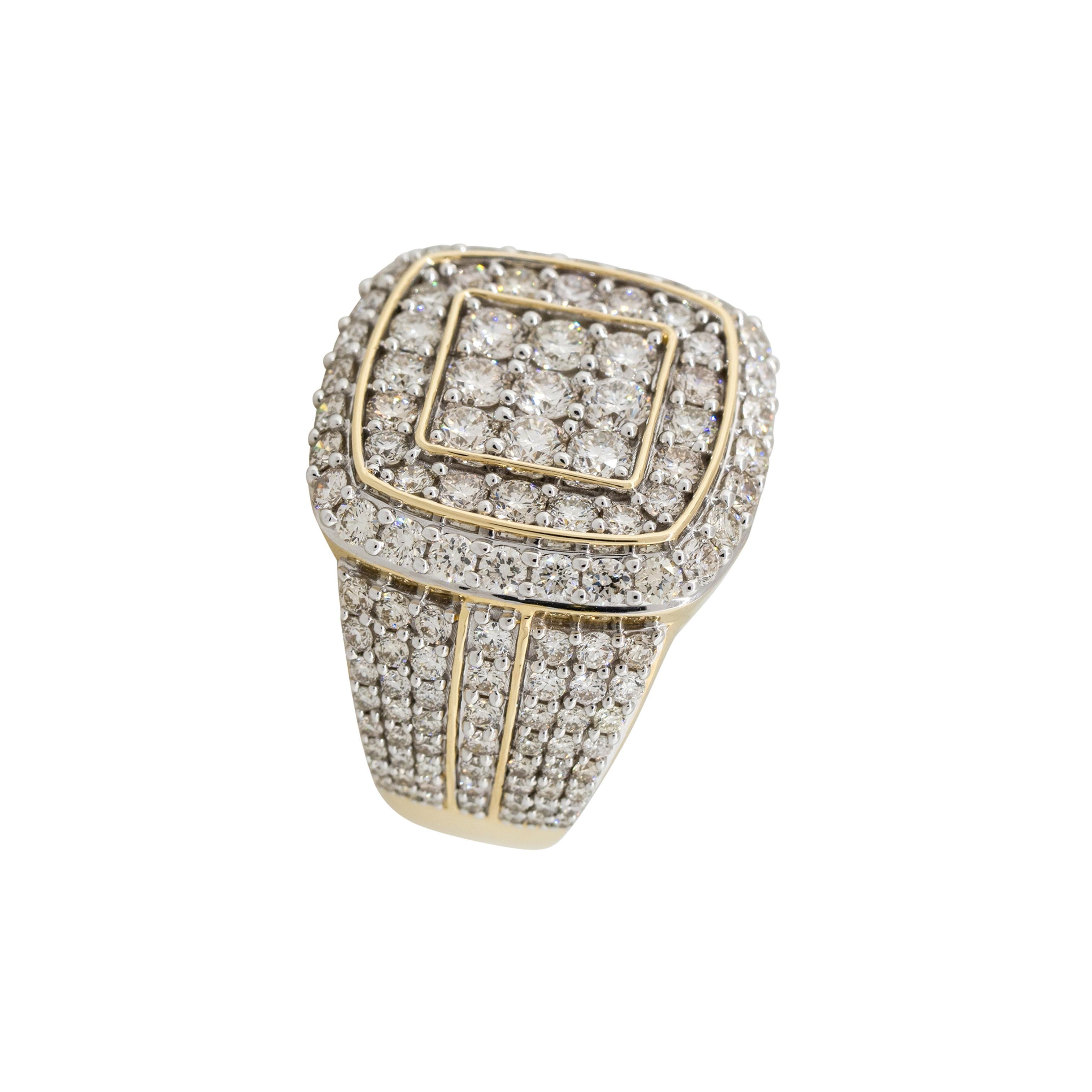 5 Carat Diamond Pave Vintage Styled Mens Ring 14 Karat in Stock in vendita 3
