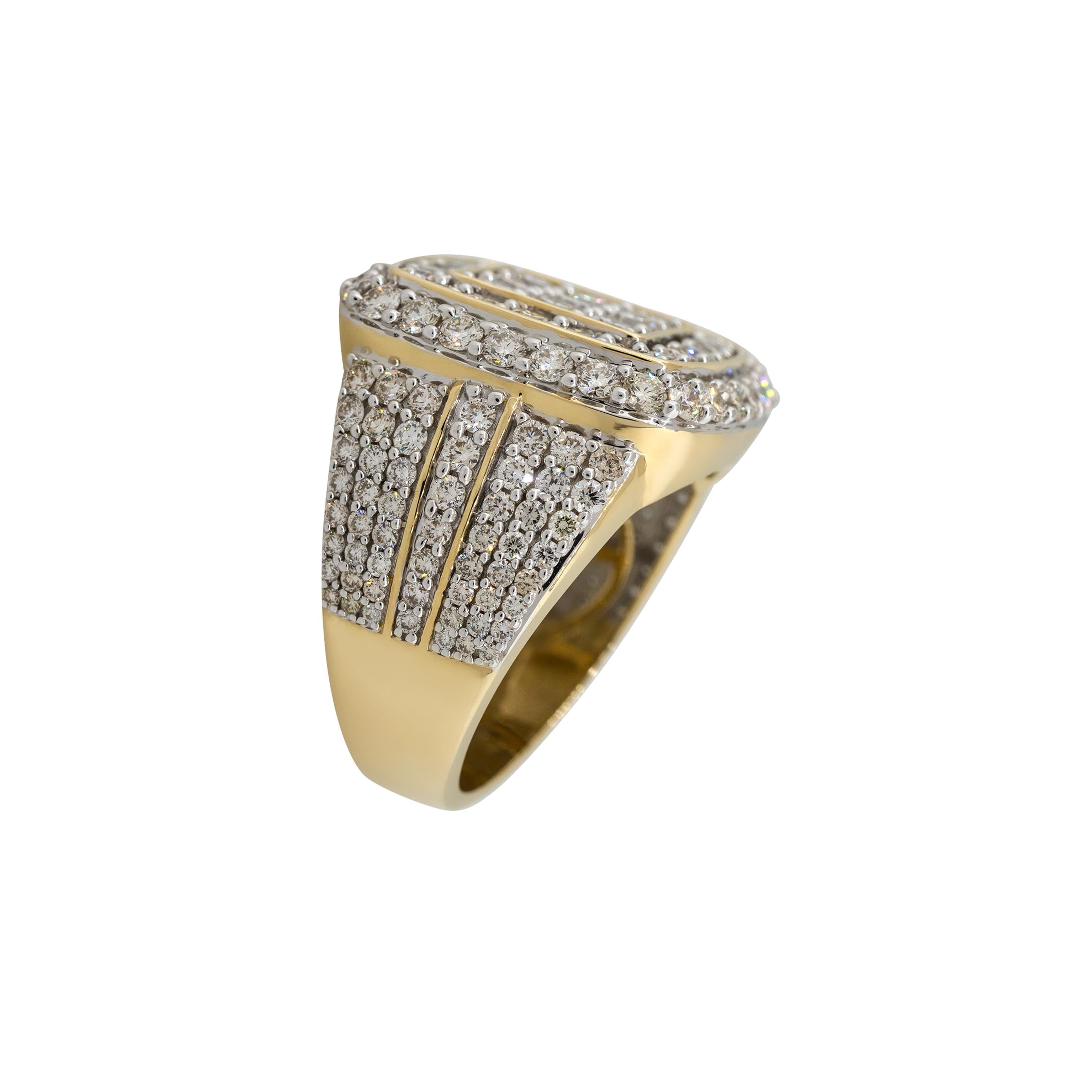 5 Carat Diamond Pave Vintage Styled Mens Ring 14 Karat in Stock in vendita 4