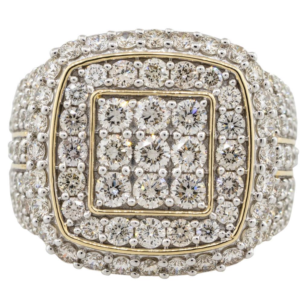 5 Karat Diamant Pave Vintage-Ring im Vintage-Stil für Herren 14 Karat, auf Lager