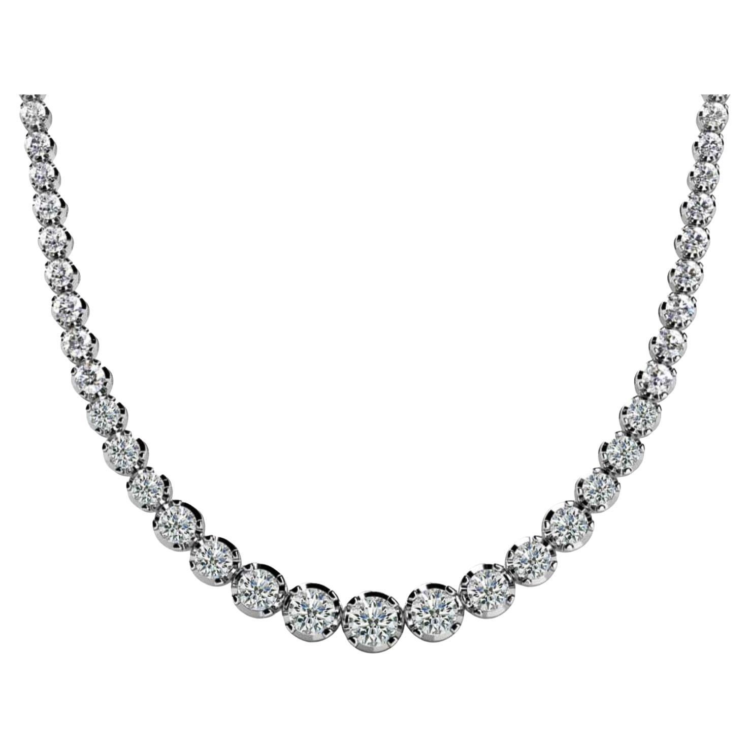 Collier ras du cou tennis gradué en platine avec diamants 5 carats de 16 pouces