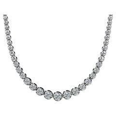 Collier ras du cou tennis gradué en platine avec diamants 5 carats de 16 pouces