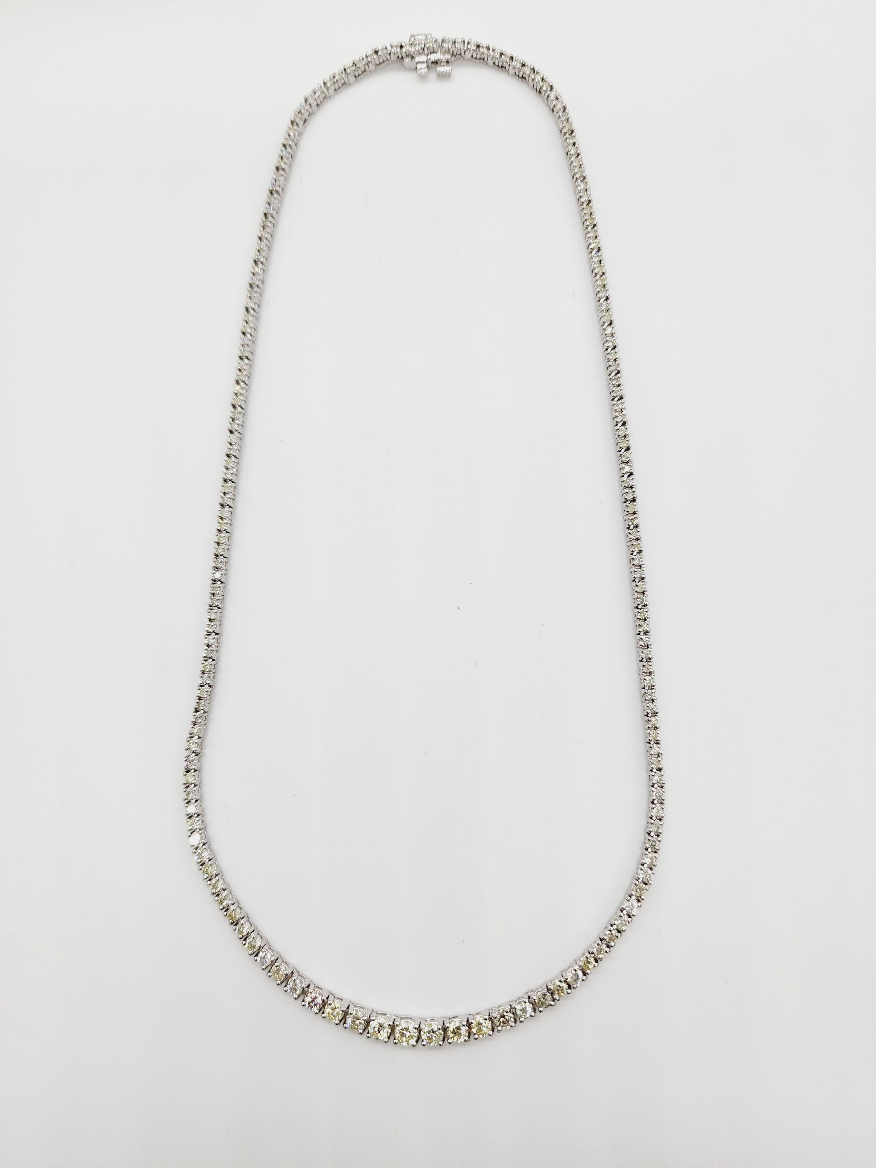 5 Karat Diamant Riviera-Tennis-Halskette aus 14 Karat Weißgold 17'' (Rundschliff)