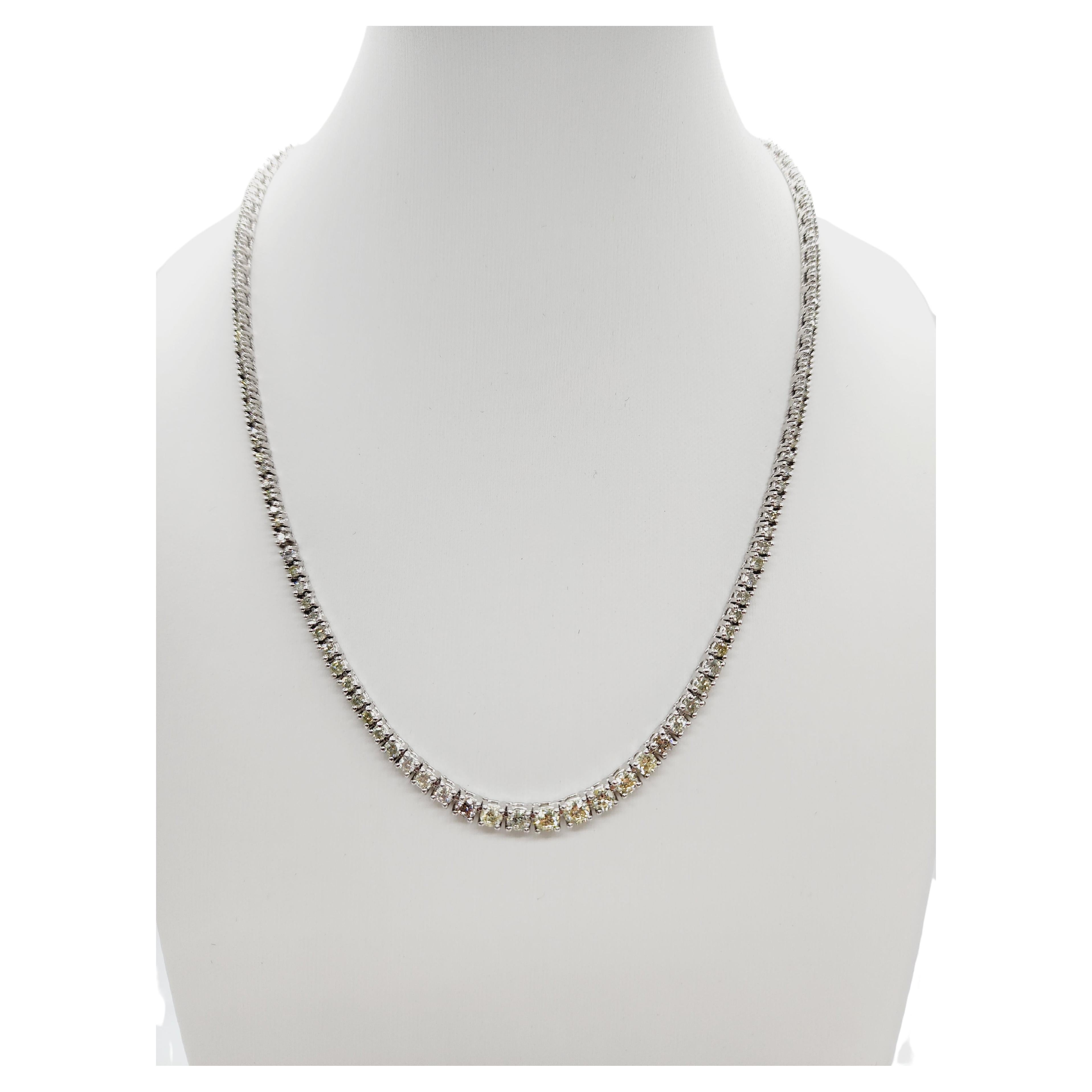 5 Karat Diamant Riviera-Tennis-Halskette aus 14 Karat Weißgold 17''