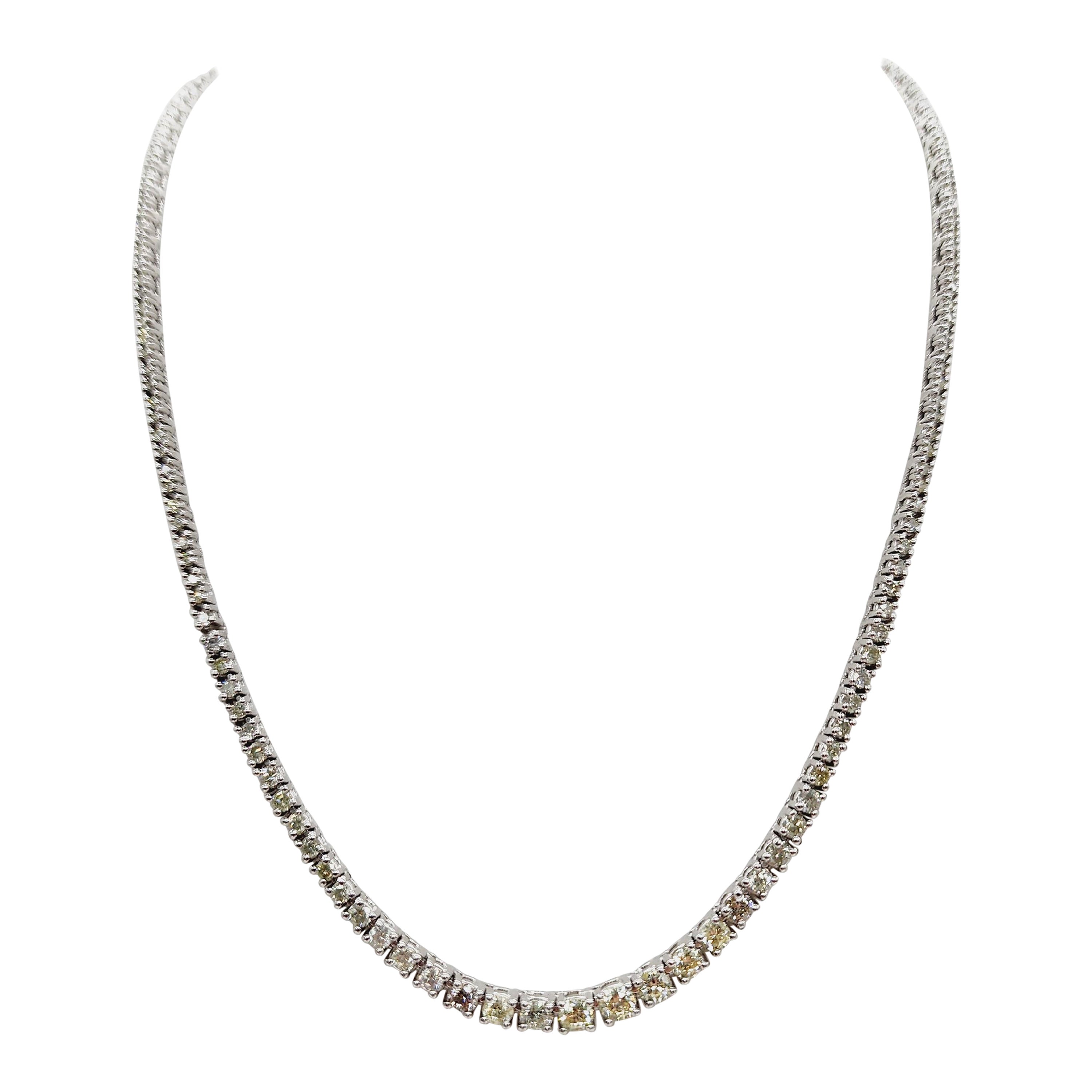 5 Carat Diamond Riviera Tennis Collana in oro bianco 14 carati 17''