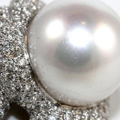 5 Carat Diamond South Sea Pearl 18k White Gold Cocktail Ring