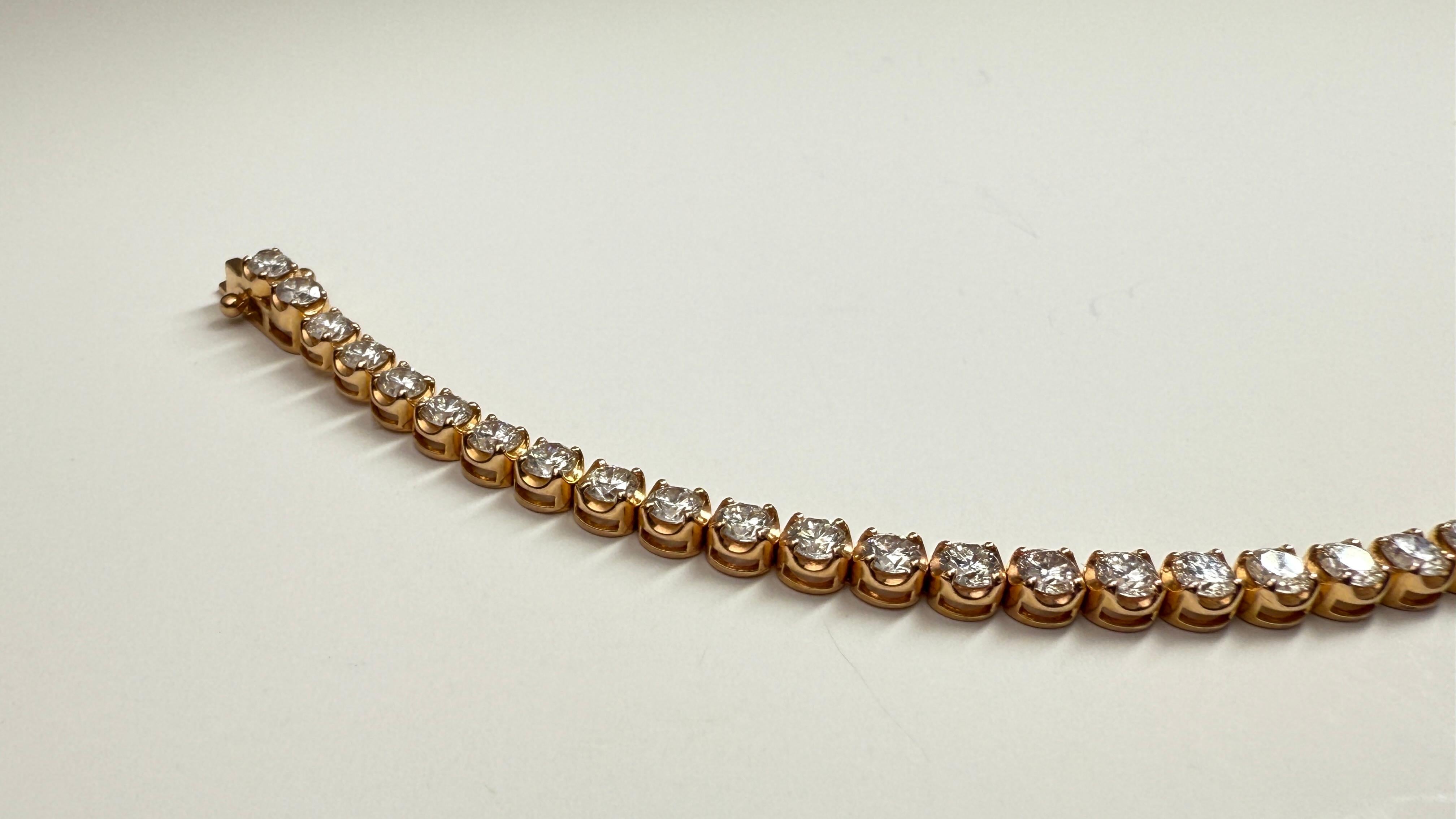 Bracciale Tennis con diamanti da 5 carati in oro giallo 18 carati in vendita 5