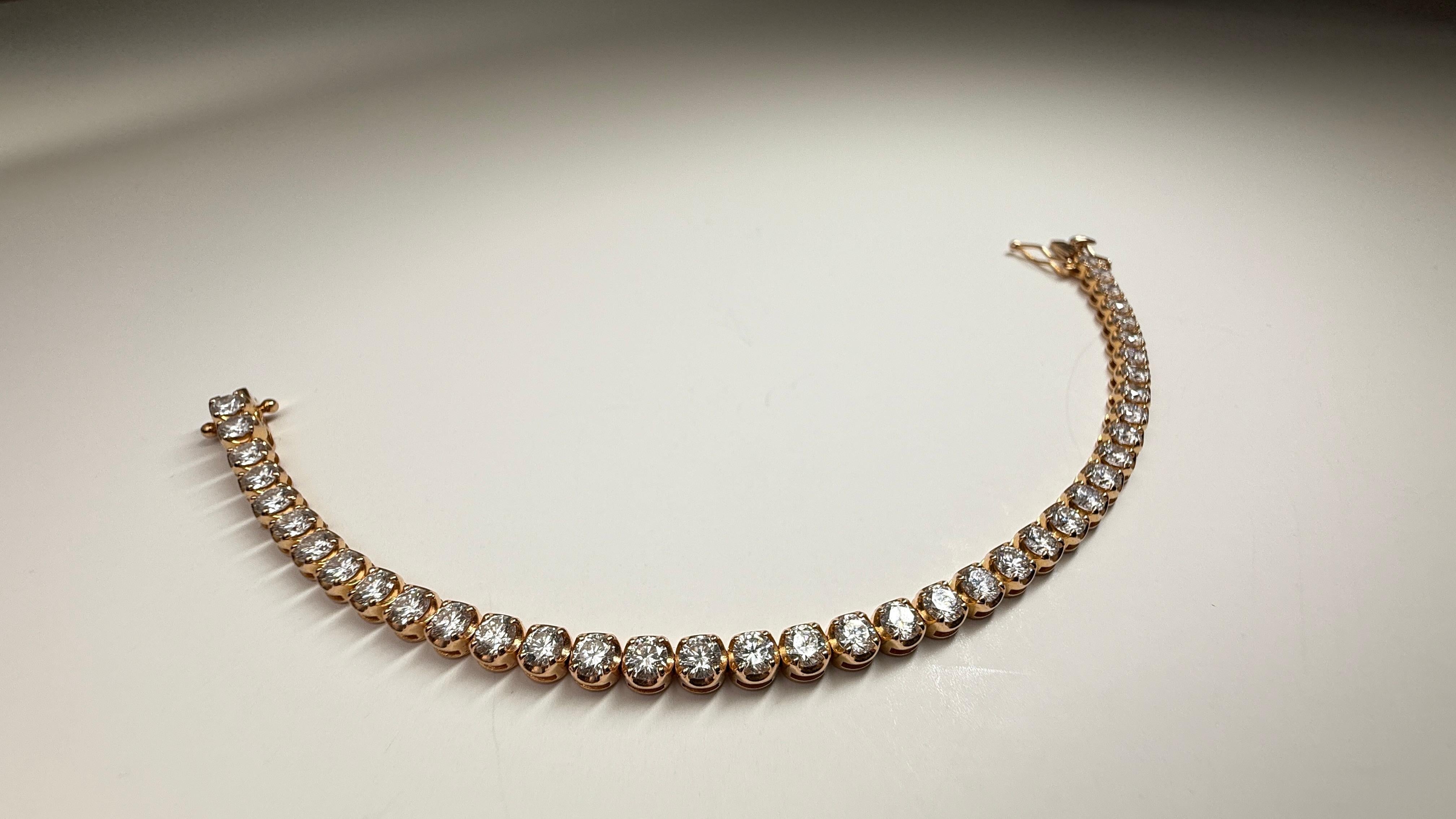 Bracciale Tennis con diamanti da 5 carati in oro giallo 18 carati in vendita 6