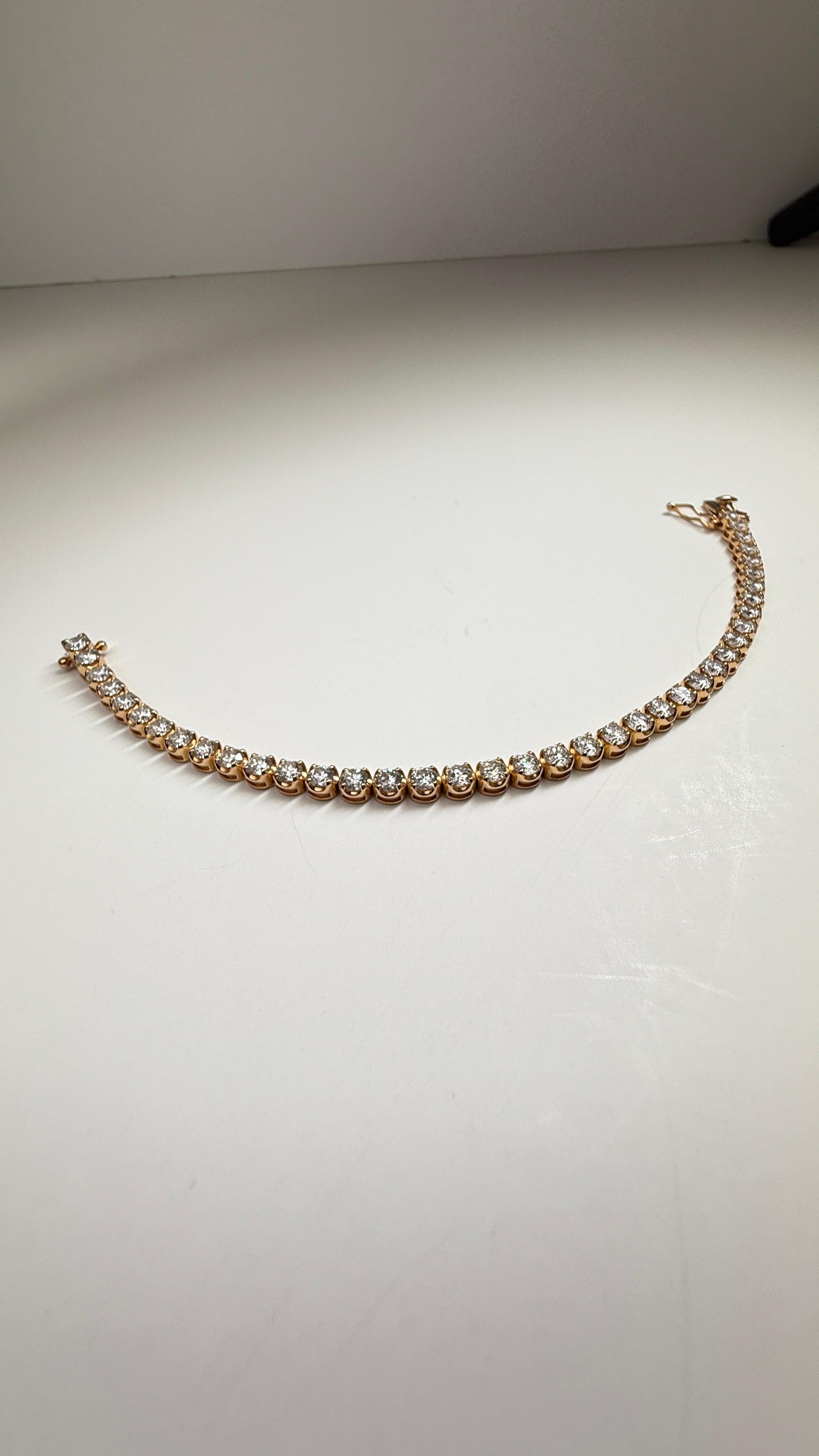 Bracciale Tennis con diamanti da 5 carati in oro giallo 18 carati in vendita 7