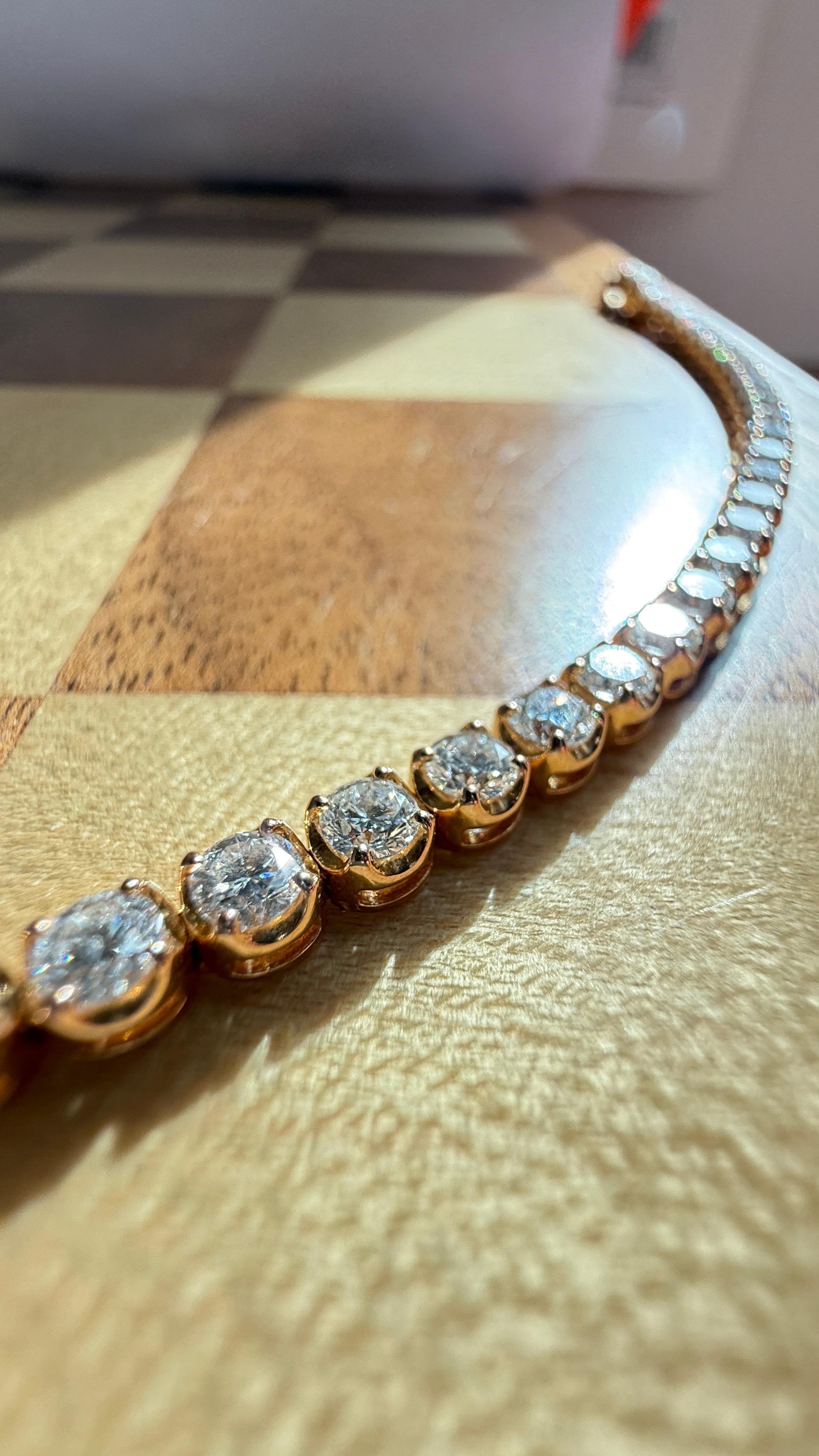 Bracciale Tennis con diamanti da 5 carati in oro giallo 18 carati in vendita 8