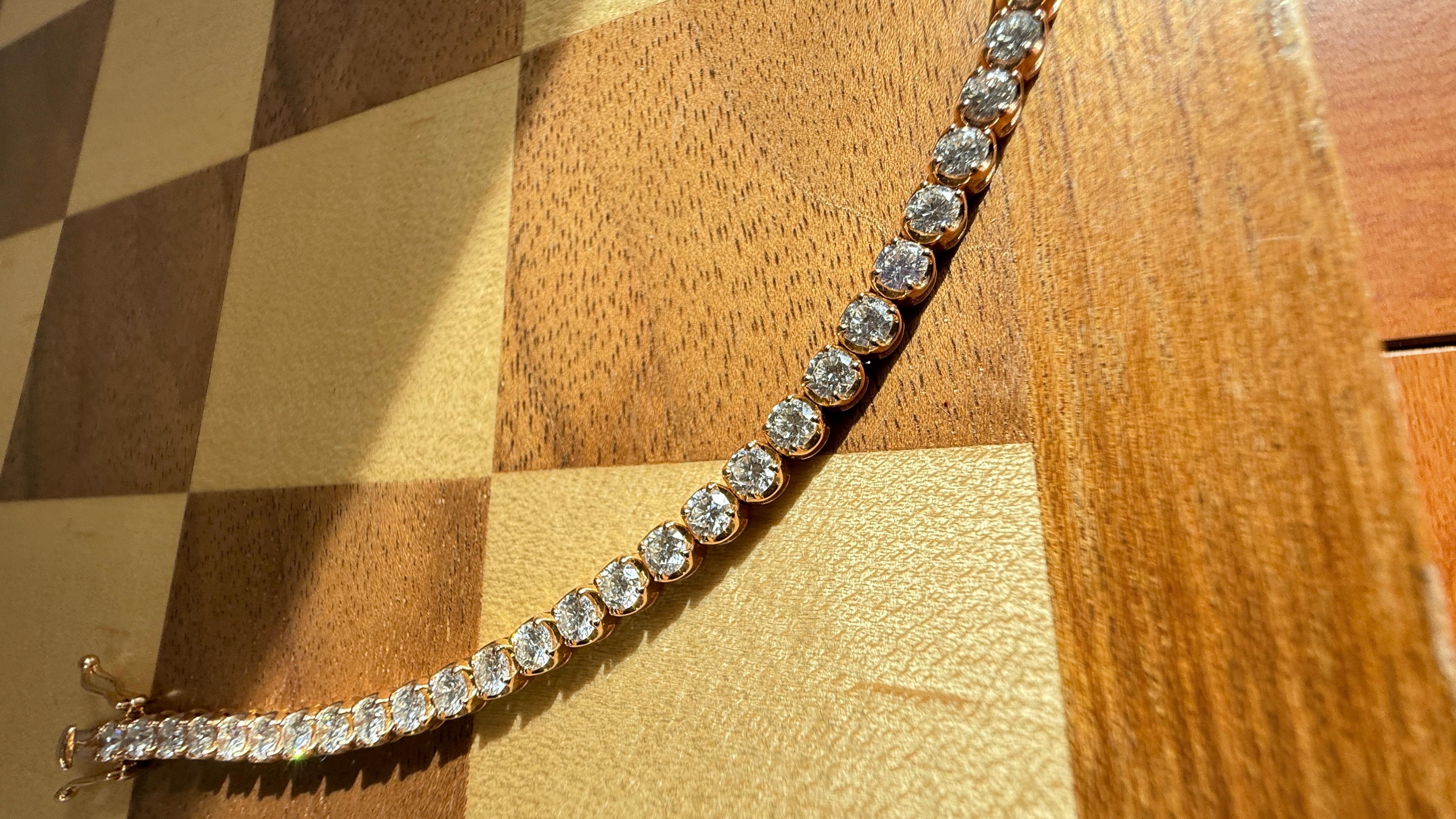 Bracciale Tennis con diamanti da 5 carati in oro giallo 18 carati in vendita 9