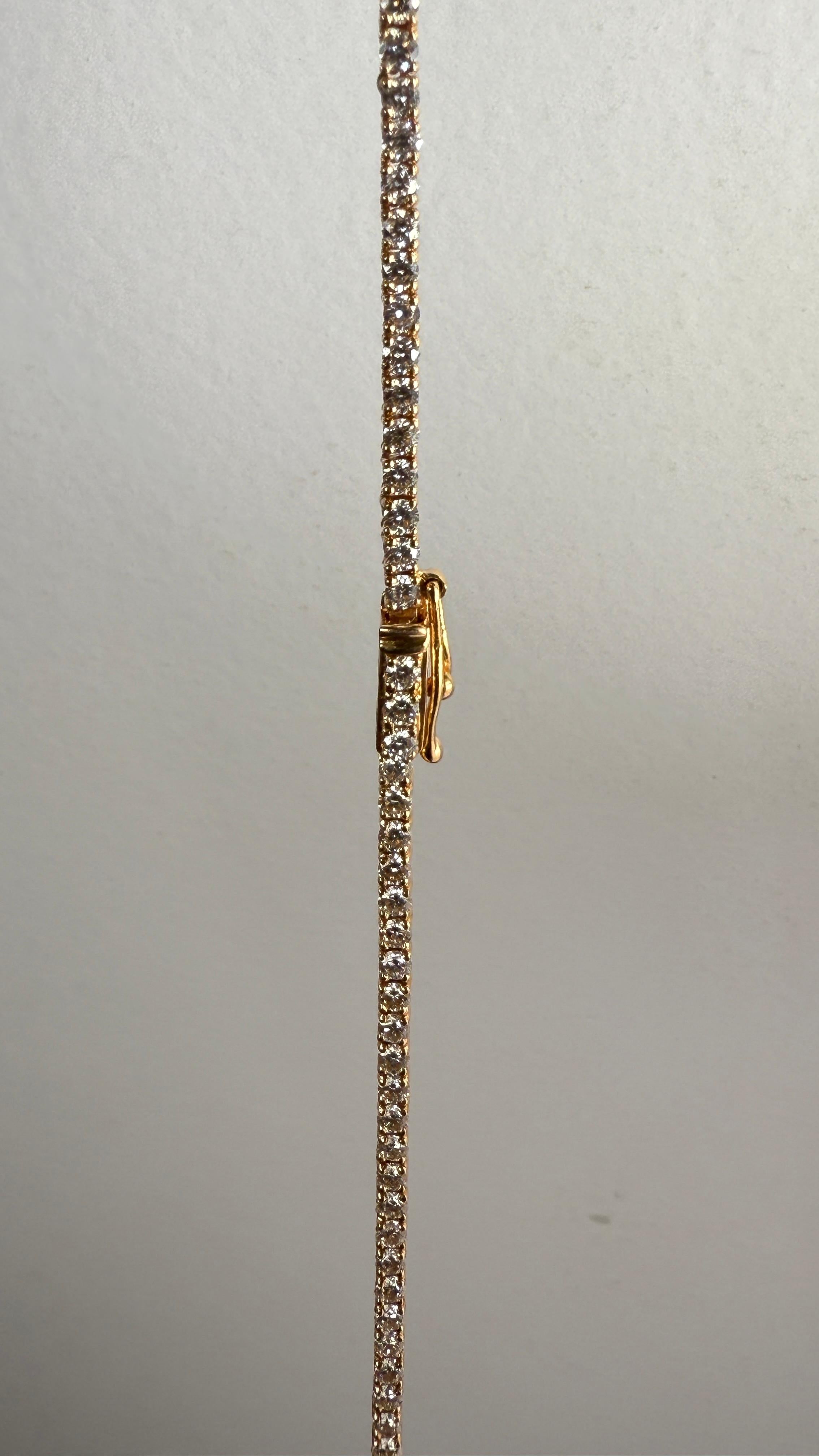 da uomo o donna Bracciale Tennis con diamanti da 5 carati in oro giallo 18 carati in vendita