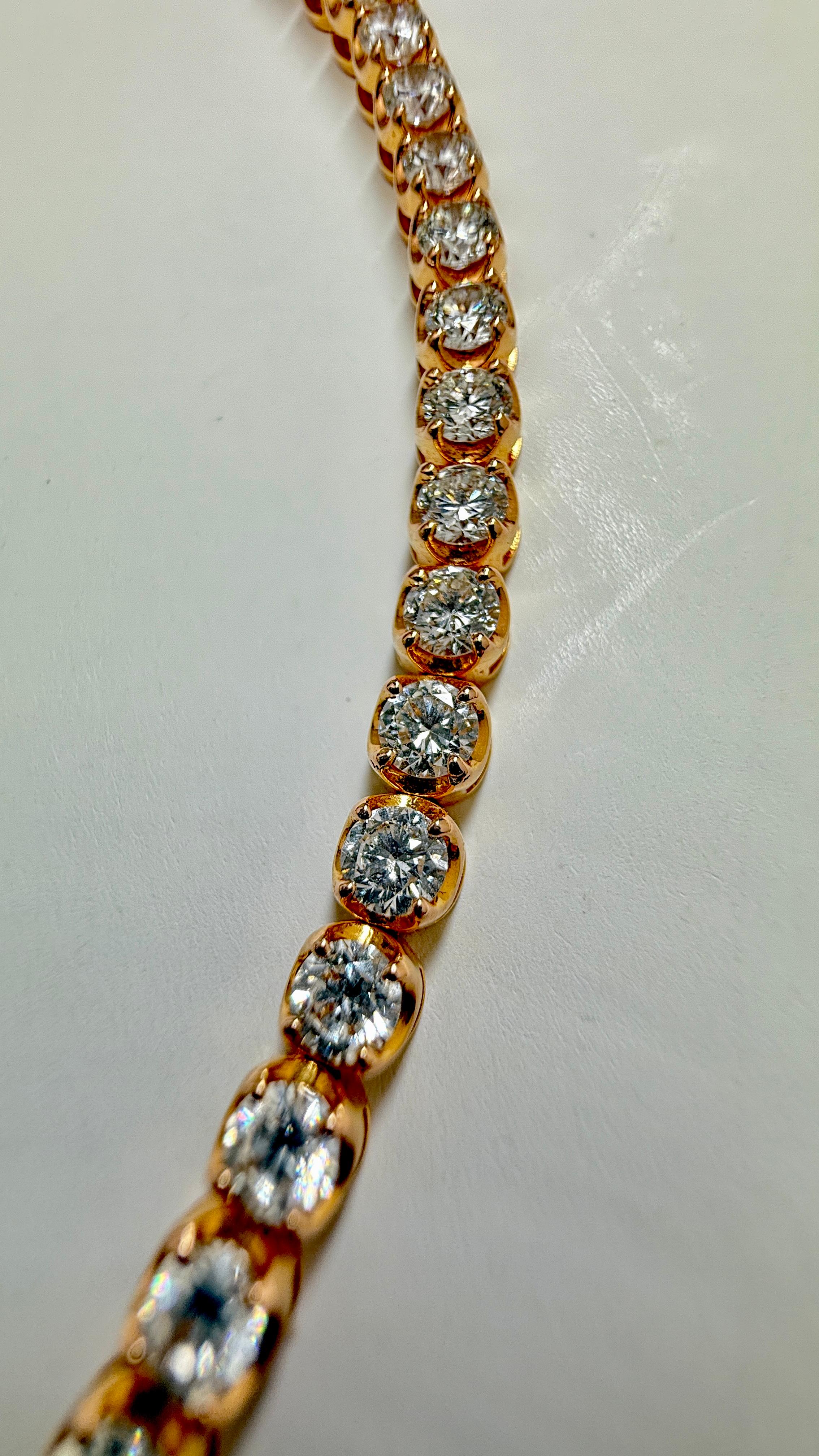 Bracciale Tennis con diamanti da 5 carati in oro giallo 18 carati in vendita 3